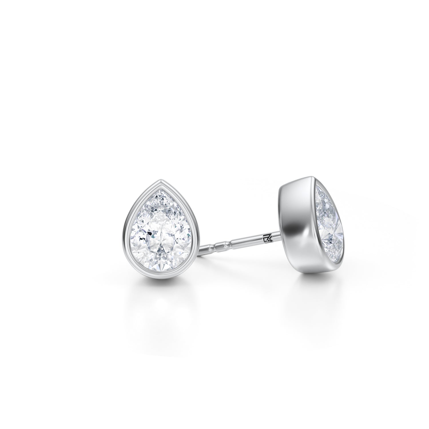 2.5 Carat Pear Bezel Stud Lab Grown Diamond Earrings - Michael Gabriels