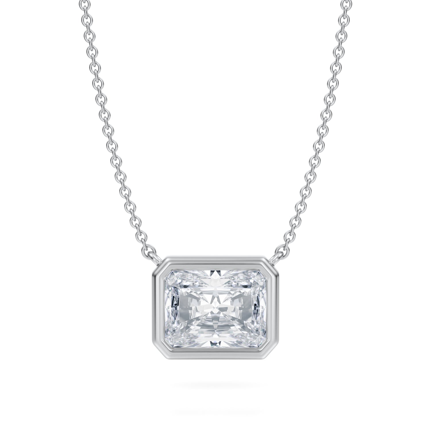 2.5 Carat Radiant Bezel Solitaire Pendant Necklace - Michael Gabriels