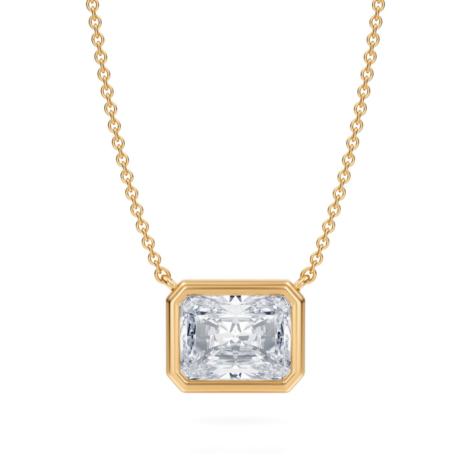 2.5 Carat Radiant Bezel Solitaire Pendant Necklace - Michael Gabriels