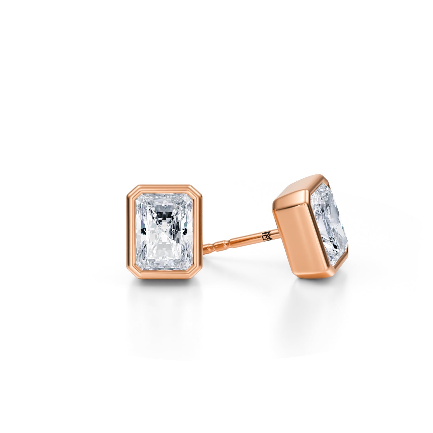 2.5 Carat Radiant Bezel Stud Lab Grown Diamond Earrings - Michael Gabriels