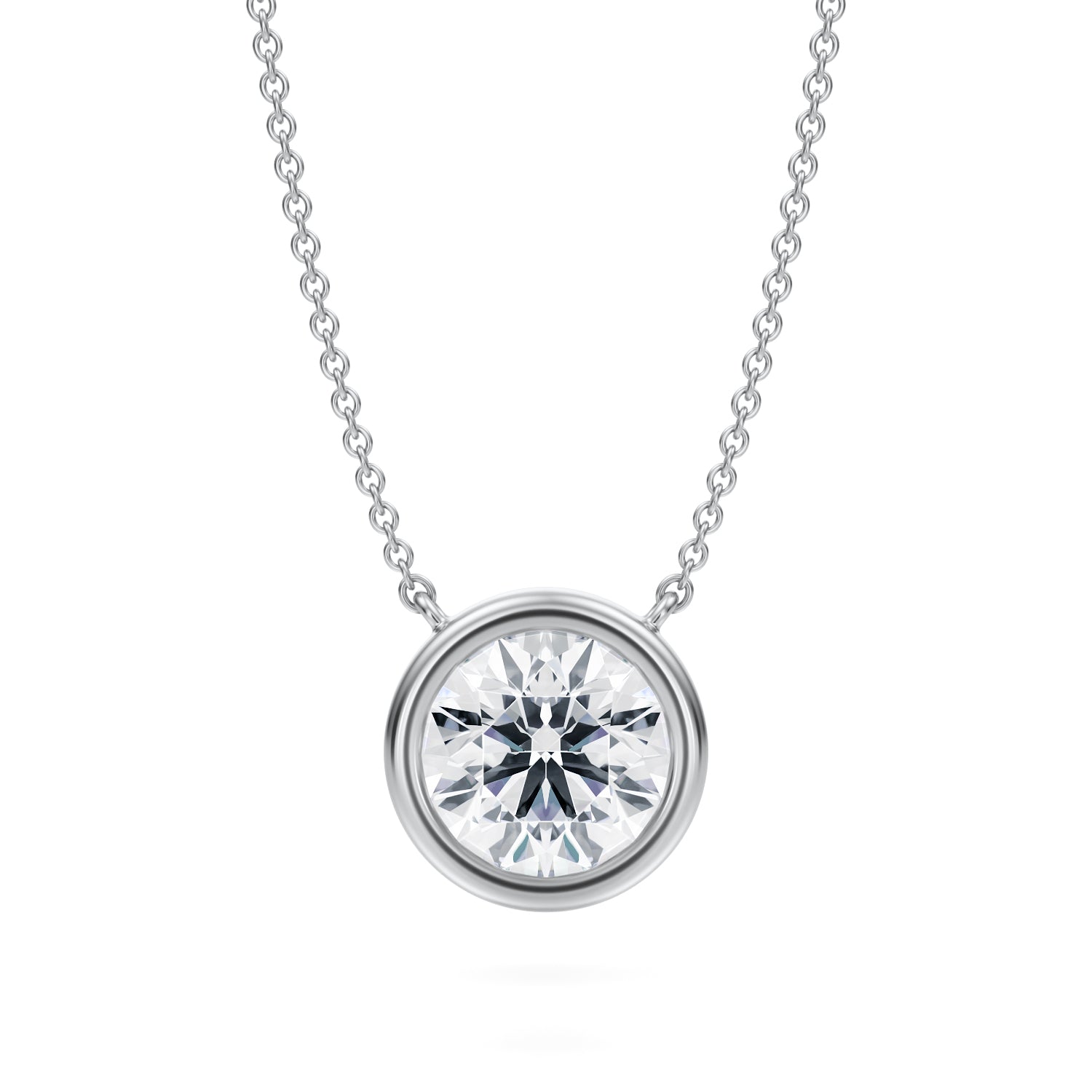 2.5 Carat Round Bezel Solitaire Pendant Necklace - Michael Gabriels