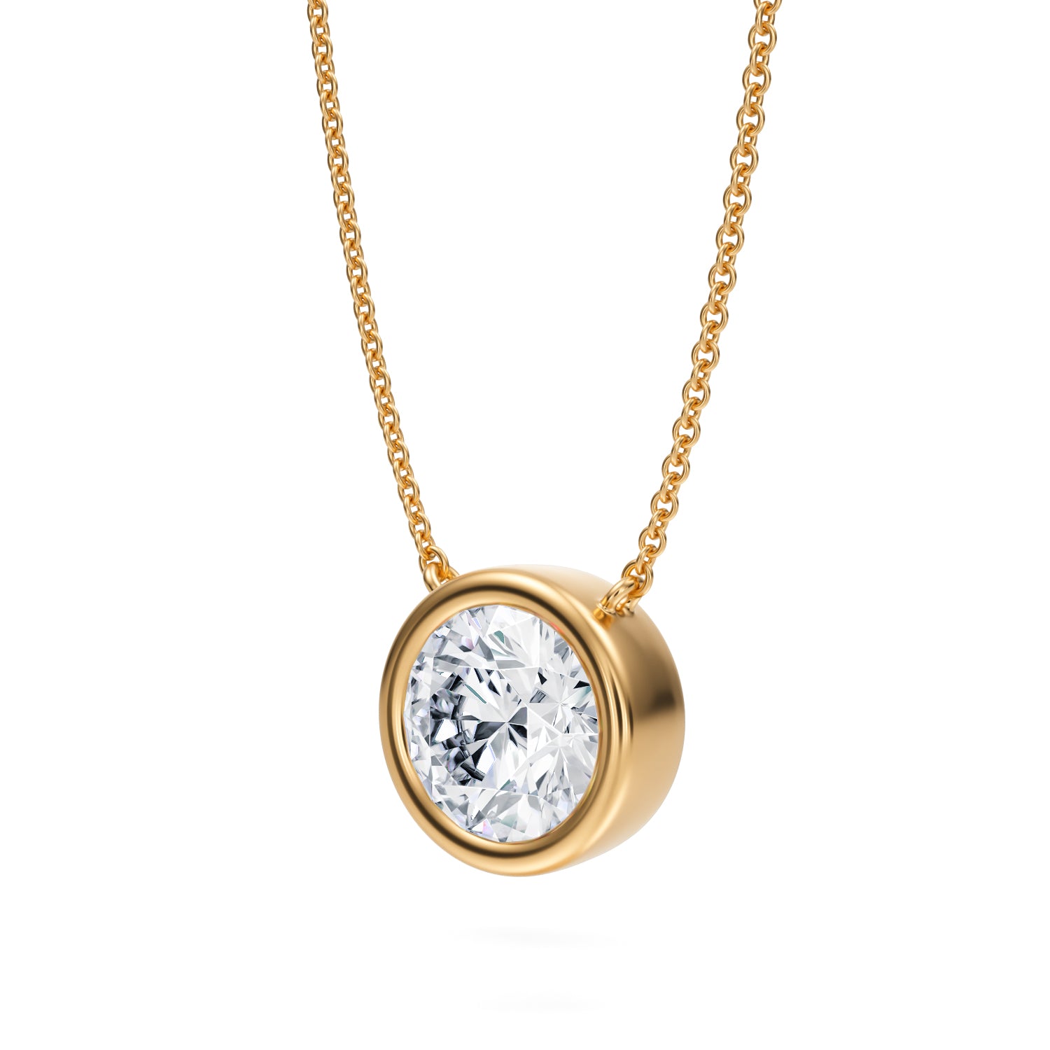 2.5 Carat Round Bezel Solitaire Pendant Necklace - Michael Gabriels