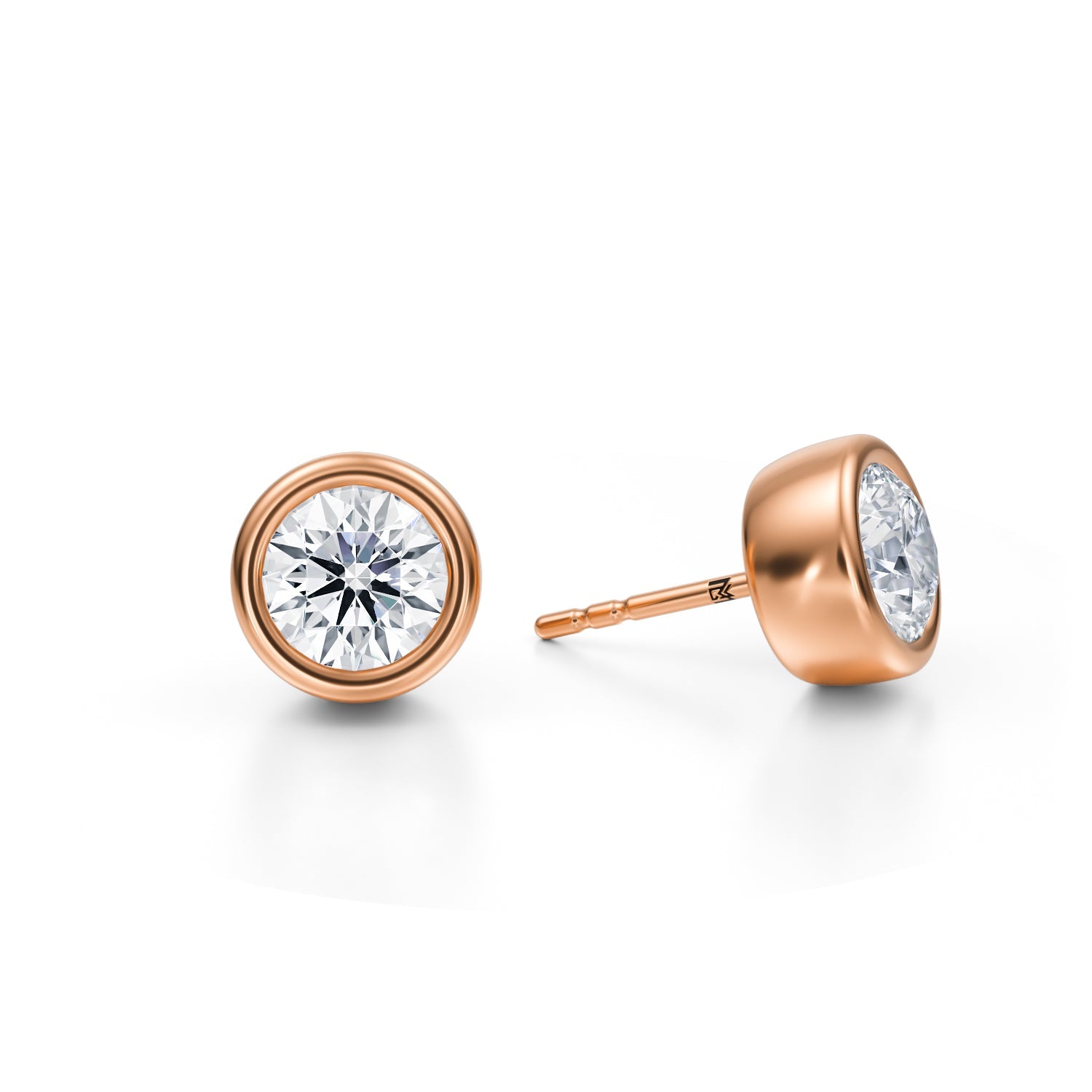 2.5 Carat Round Bezel Stud Lab Grown Diamond Earrings - Michael Gabriels