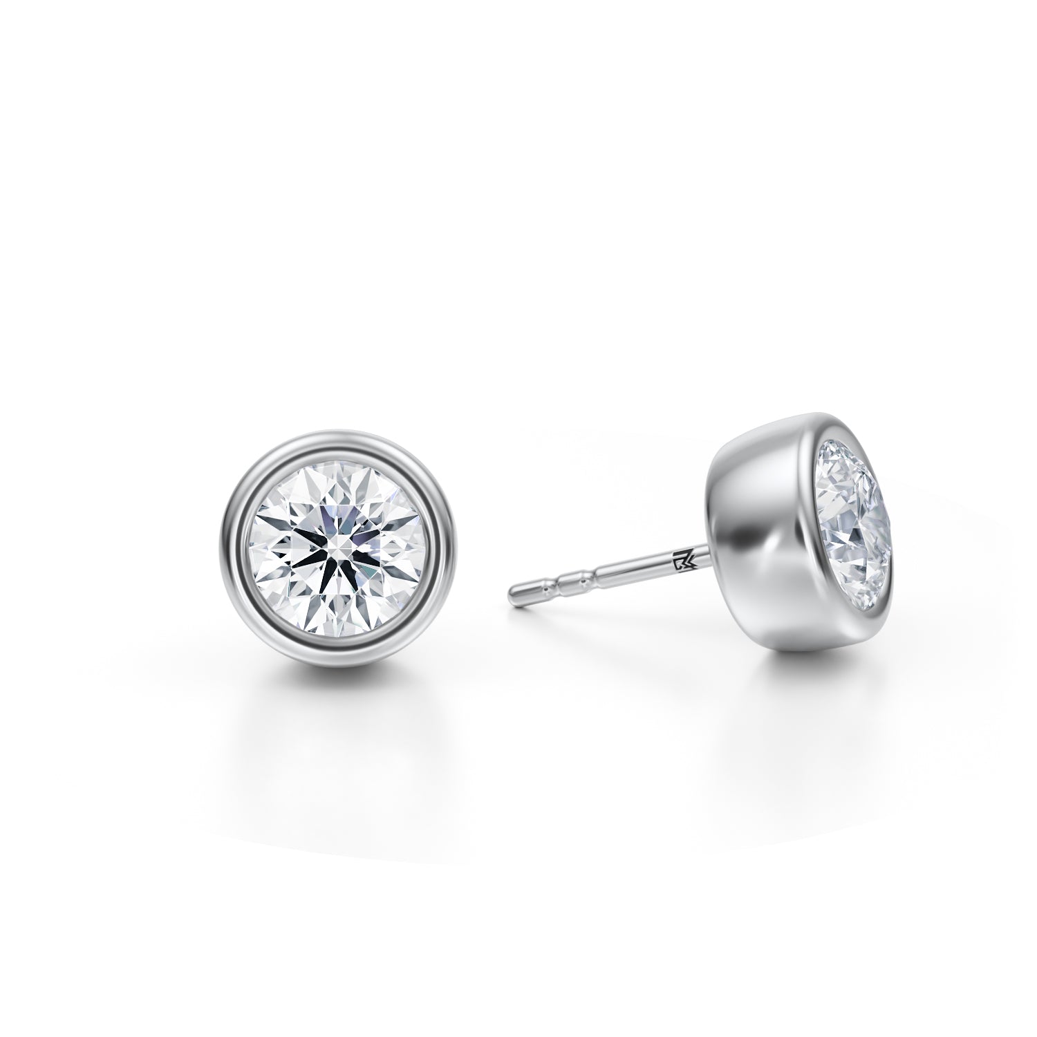 2.5 Carat Round Bezel Stud Lab Grown Diamond Earrings - Michael Gabriels
