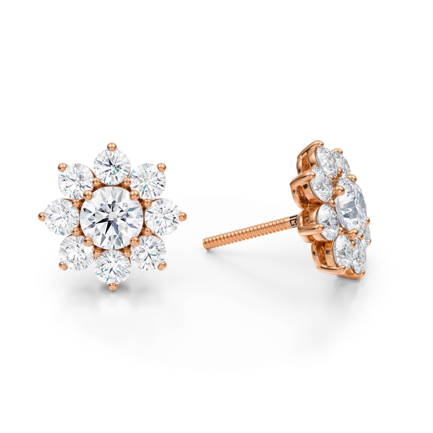 2.50 Carat Round Flower Cluster Stud Earrings - Michael Gabriels