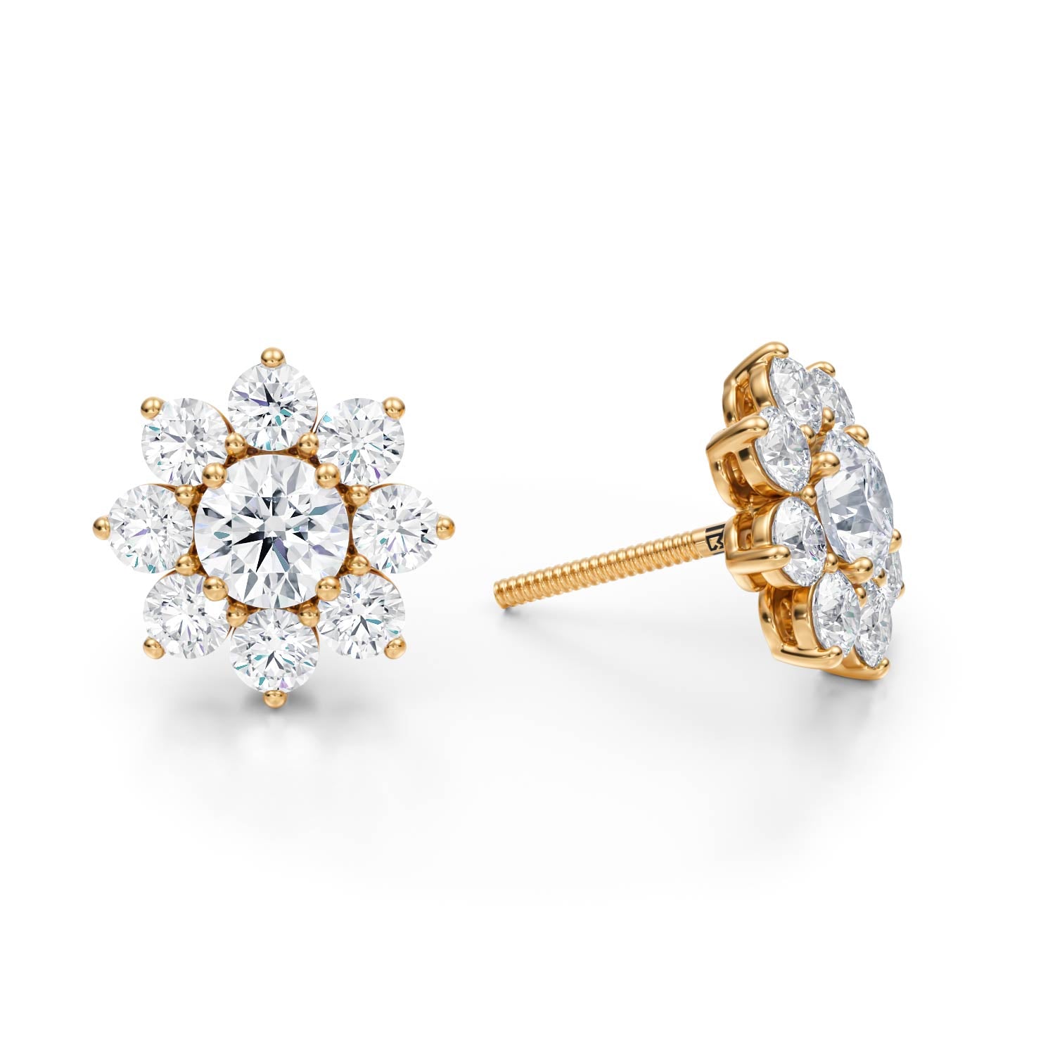 2.50 Carat Round Flower Cluster Stud Earrings - Michael Gabriels