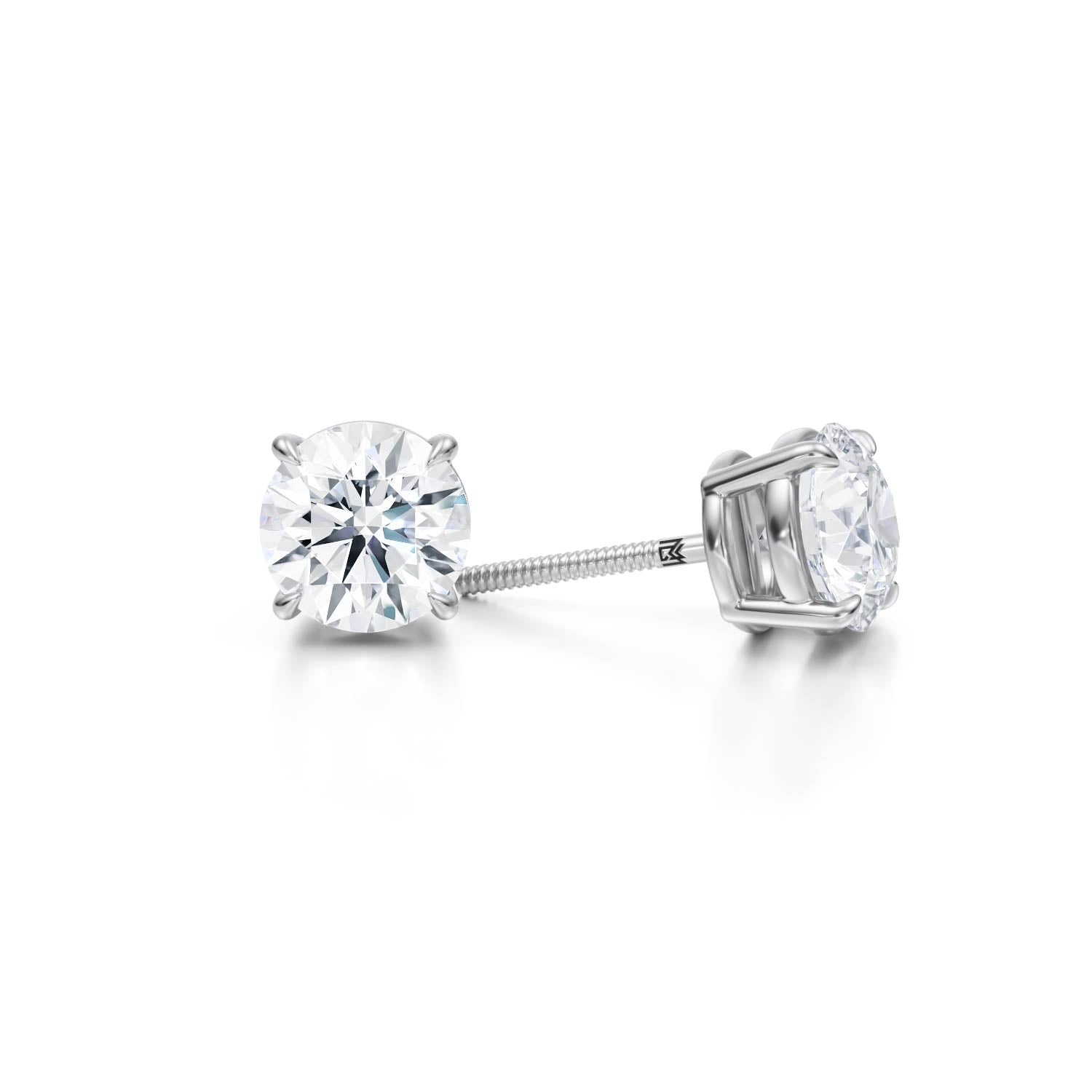 2.50 Carat Total Weight Round Lab Grown Diamond Stud Earrings (Certified F VS1) - Michael Gabriels