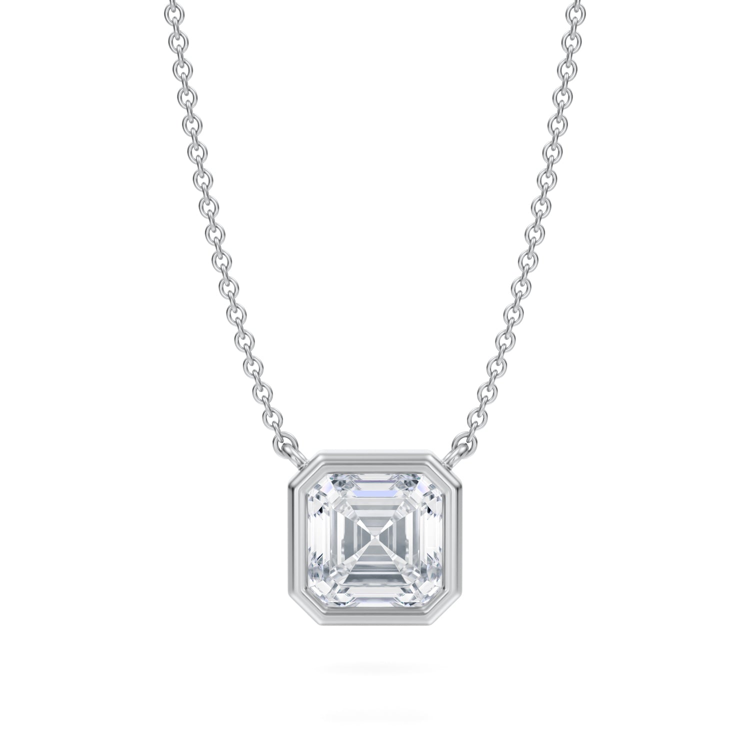 2 Carat Asscher Cut Bezel Solitaire Pendant Necklace - Michael Gabriels