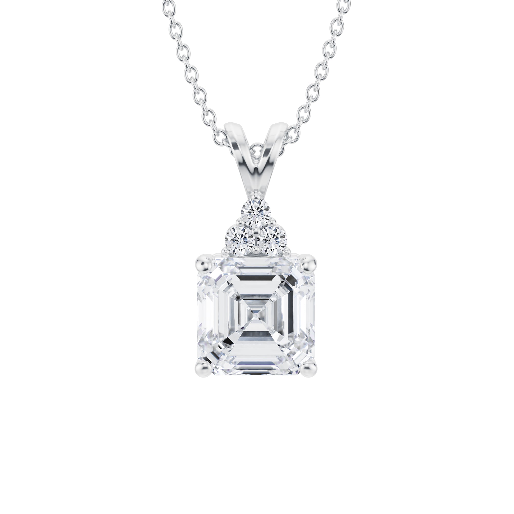 2 Carat Asscher Cut Royal Round Cluster Pendant - Michael Gabriels