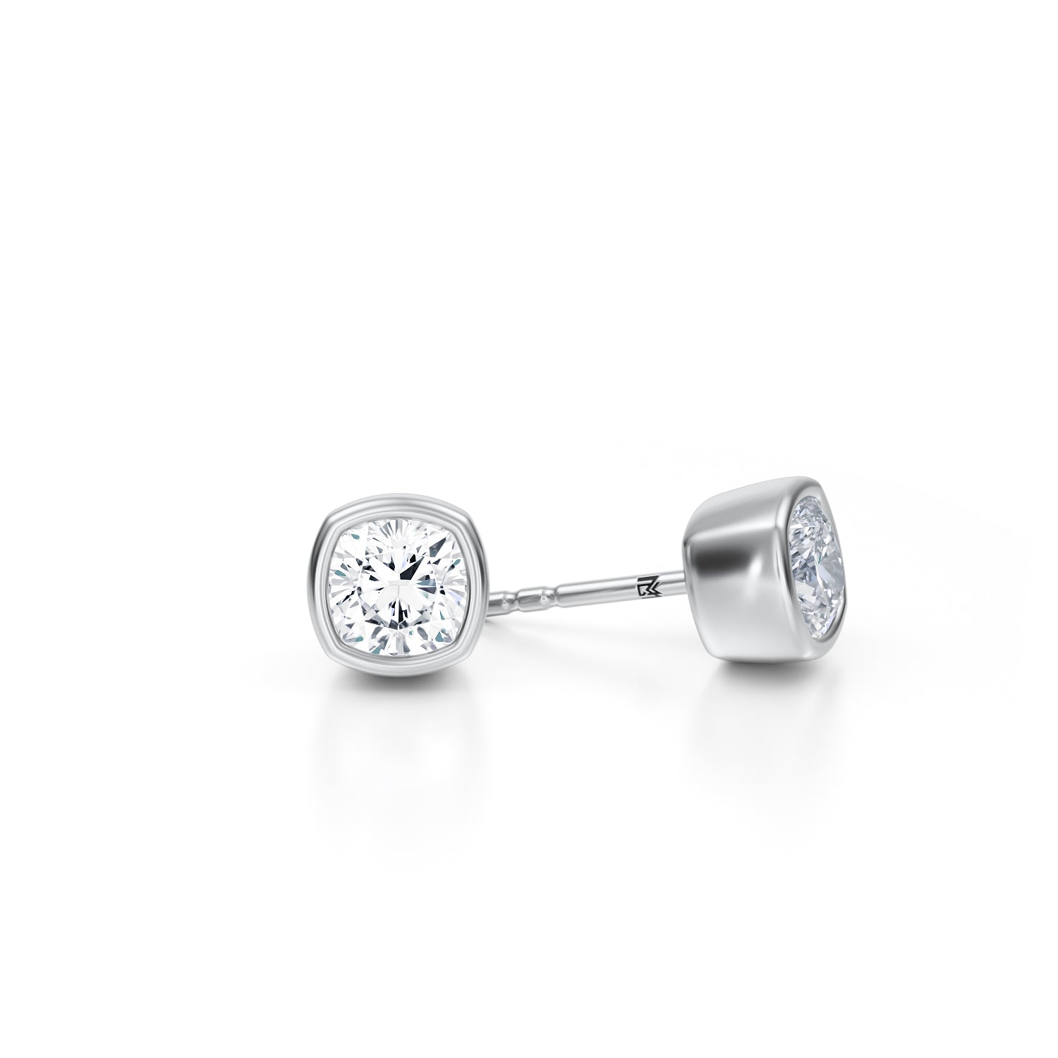 2 Carat Cushion Bezel Stud Lab Grown Diamond Earrings - Michael Gabriels