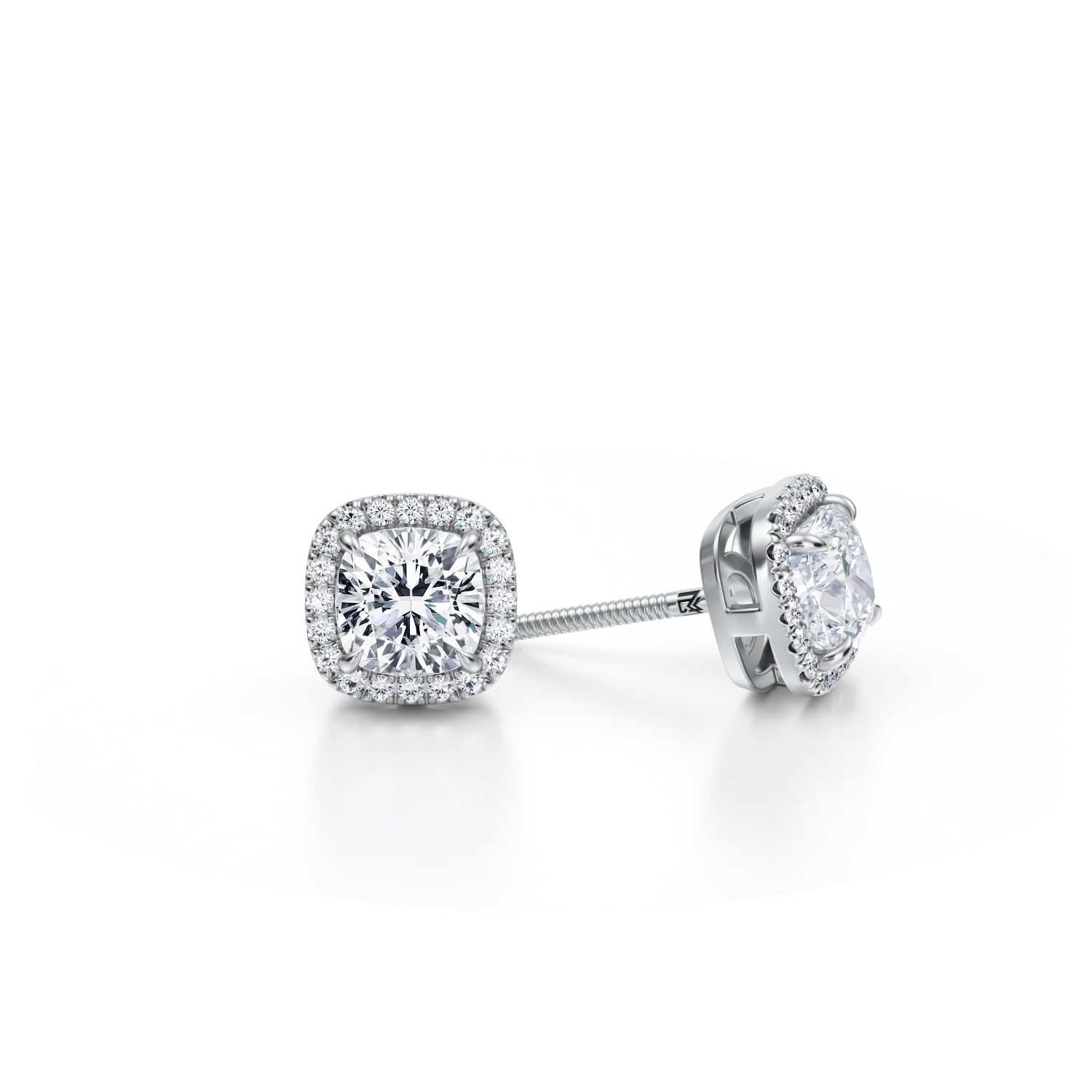 2 Carat Cushion Halo Stud Earrings - Michael Gabriels