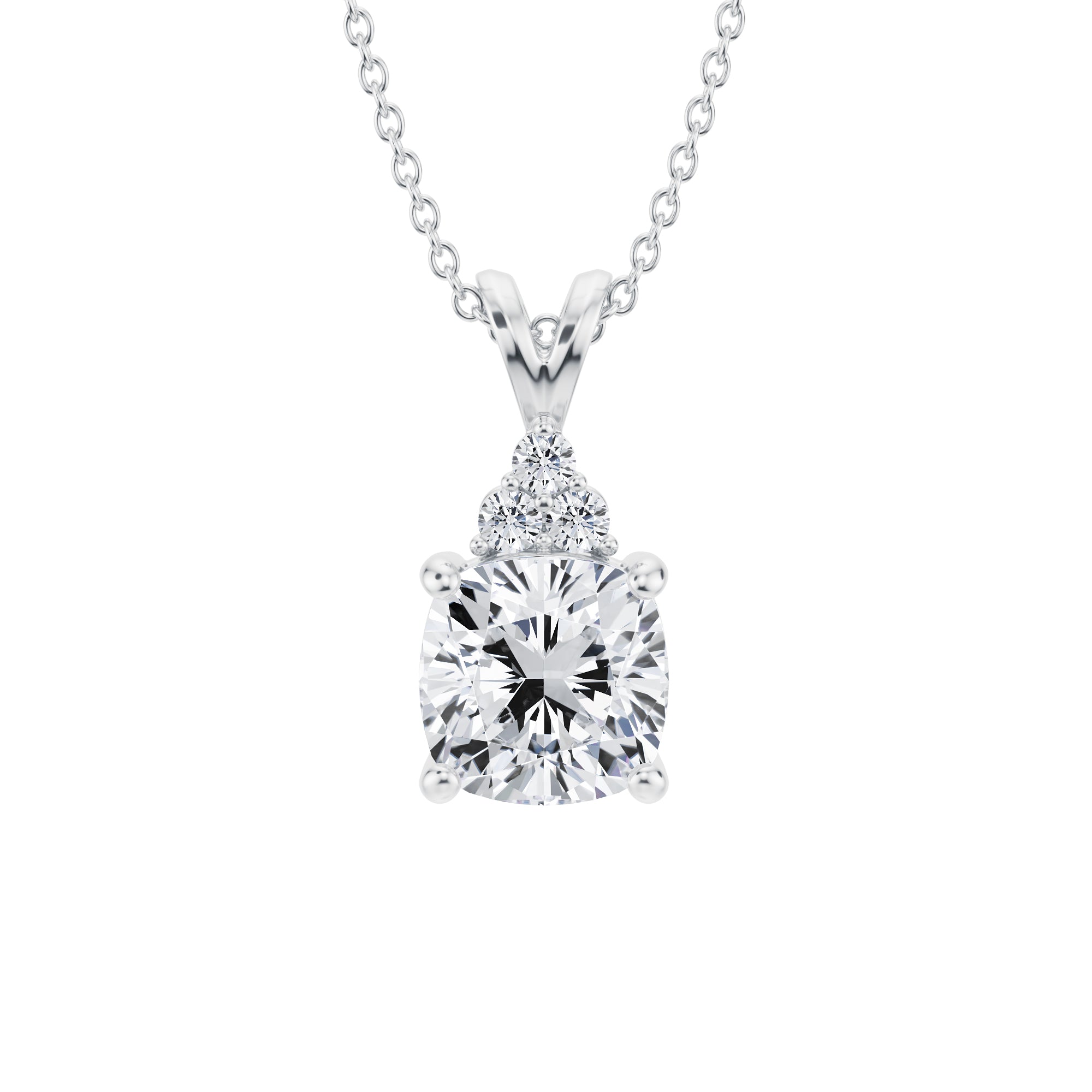 2 Carat Cushion Royal Round Cluster Pendant - Michael Gabriels