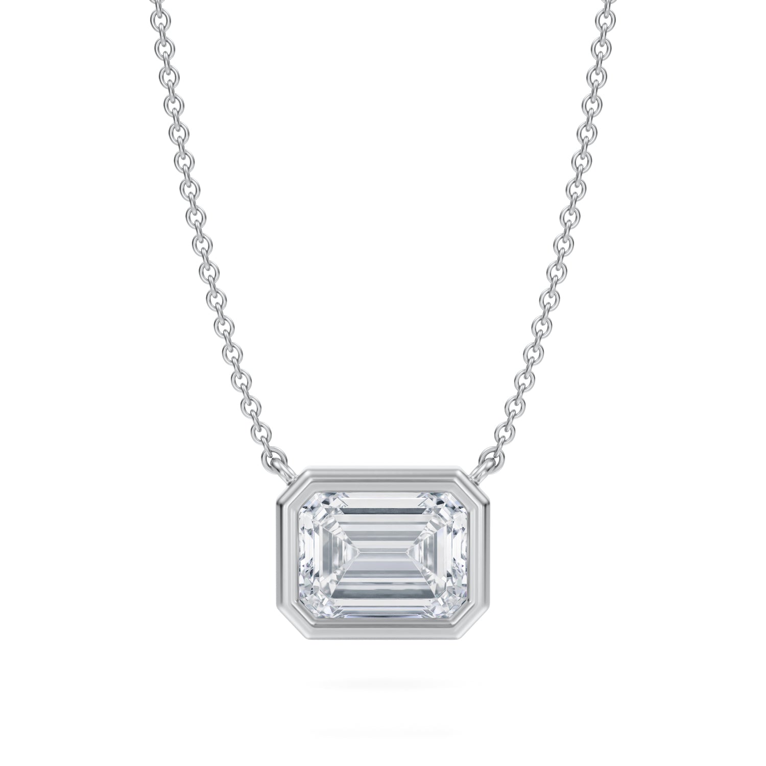 2 Carat Emerald Bezel Solitaire Pendant Necklace - Michael Gabriels