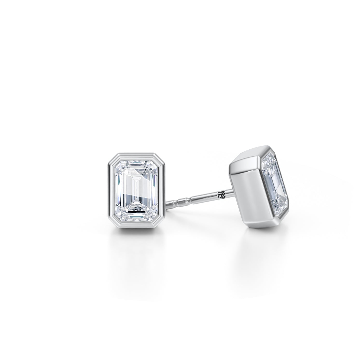 2 Carat Emerald Bezel Stud Lab Grown Diamond Earrings - Michael Gabriels
