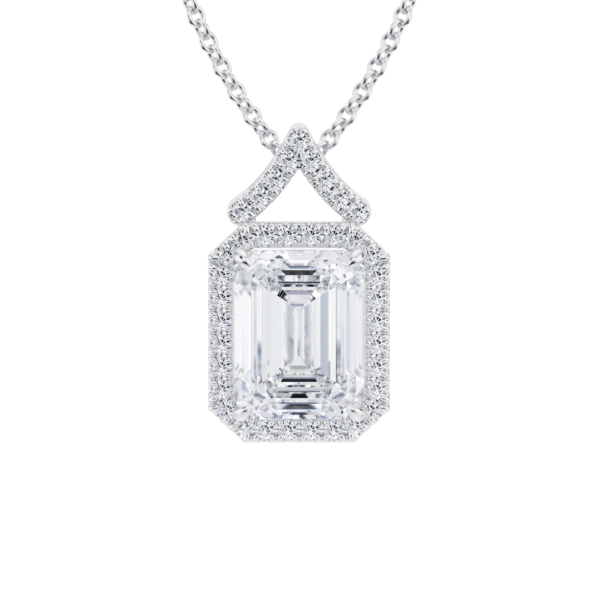 2 Carat Emerald Halo Pendants - Michael Gabriels