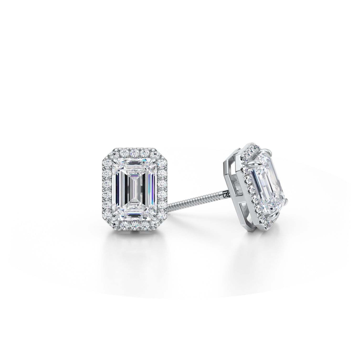 2 Carat Emerald Halo Stud Earrings - Michael Gabriels