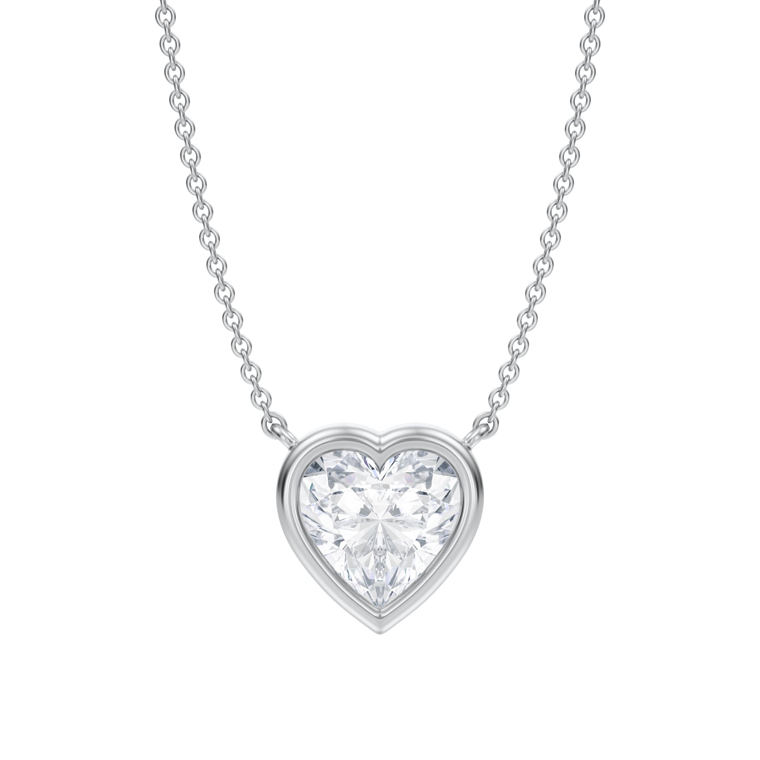 2 Carat Heart Shape Bezel Solitaire Pendant Necklace - Michael Gabriels