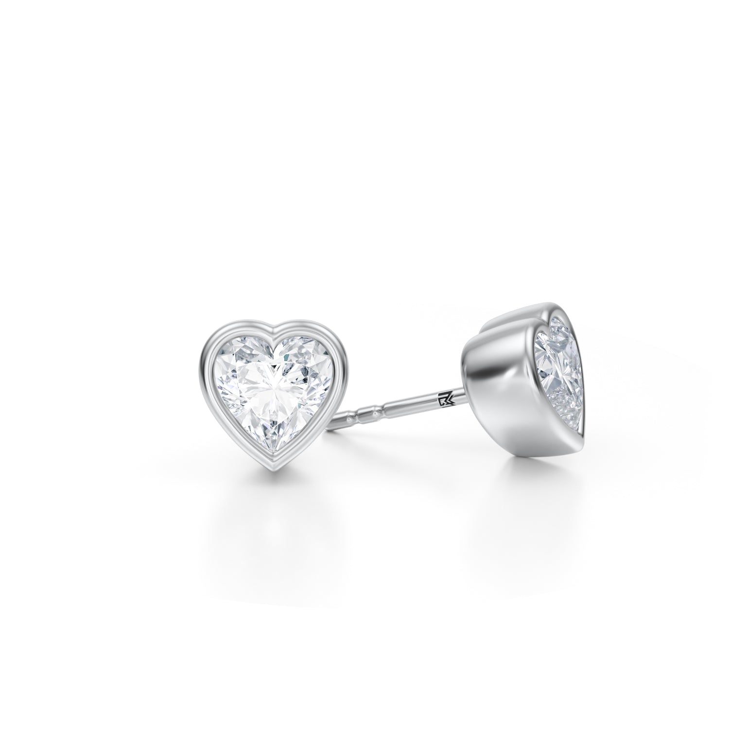 2 Carat Heart Shape Bezel Stud Lab Grown Diamond Earrings - Michael Gabriels