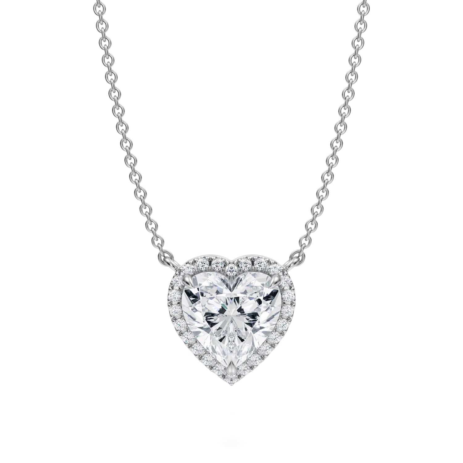 2 Carat Heart Shape Classic Halo Pendant - Michael Gabriels