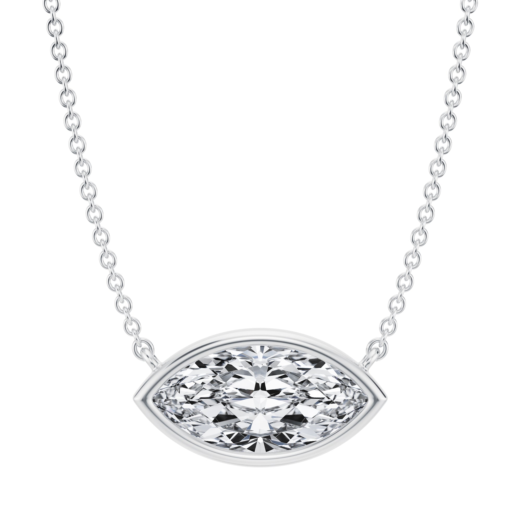 2 Carat Marquise Bezel Solitaire Pendant Necklace - Michael Gabriels