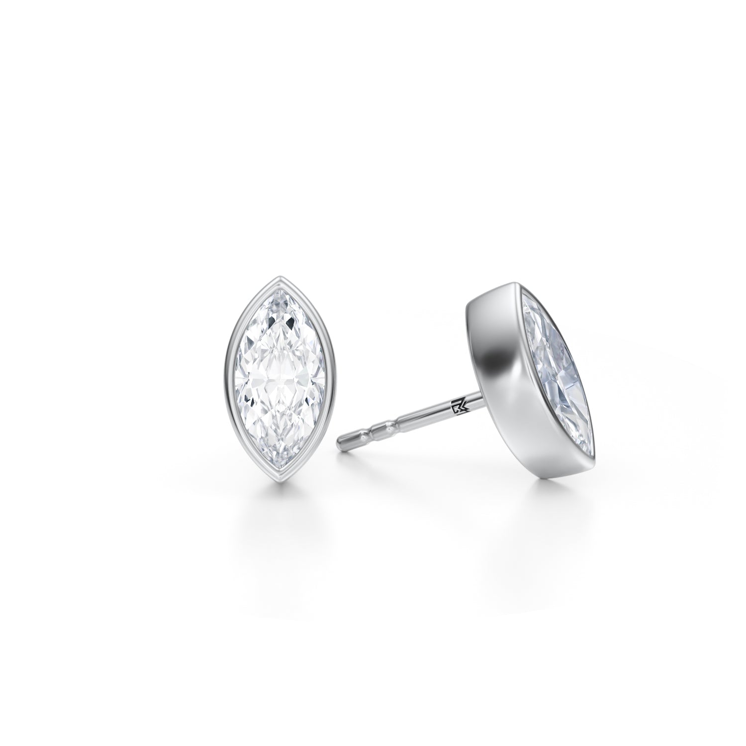 2 Carat Marquise Bezel Stud Lab Grown Diamond Earrings - Michael Gabriels