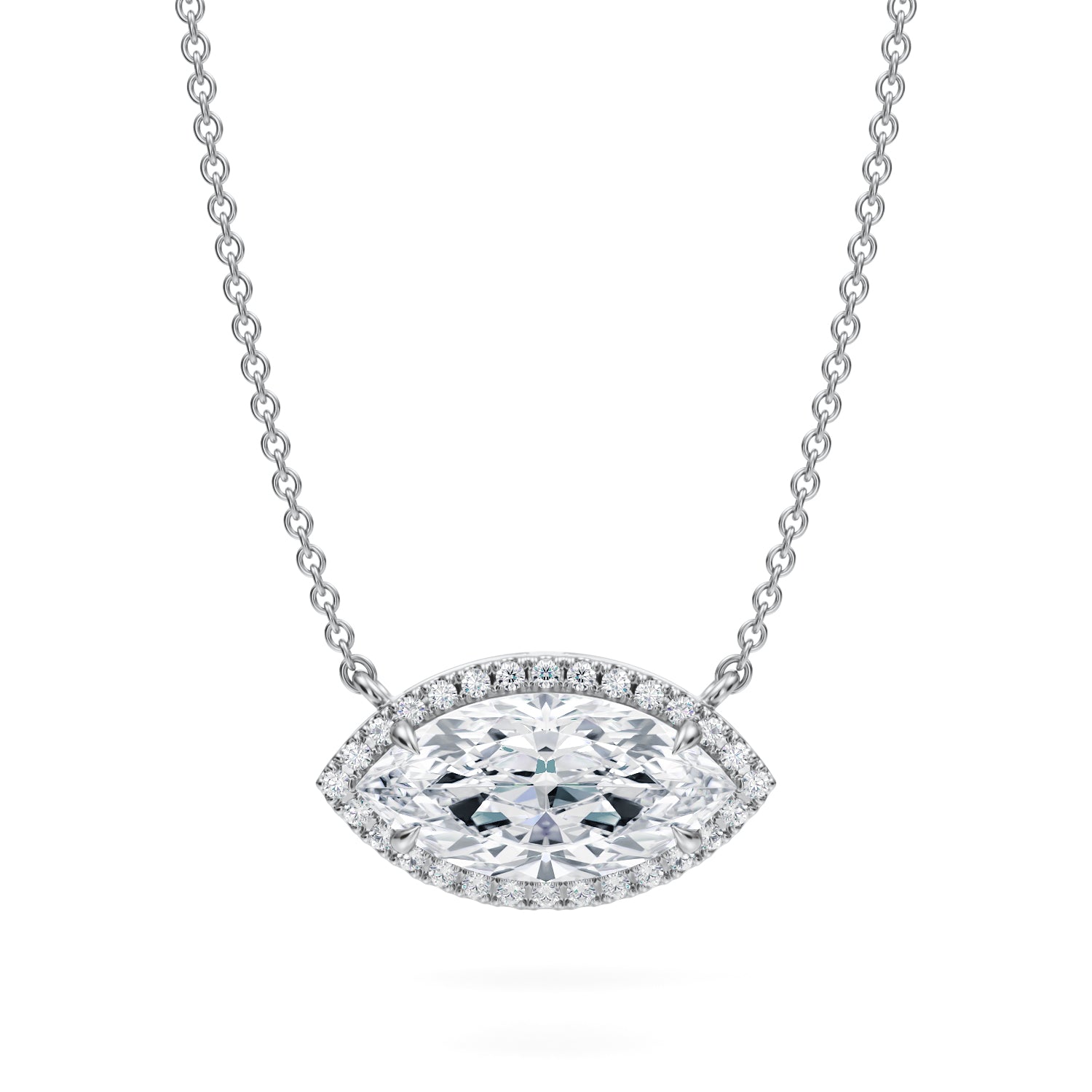 2 Carat Marquise Classic Halo Pendant - Michael Gabriels