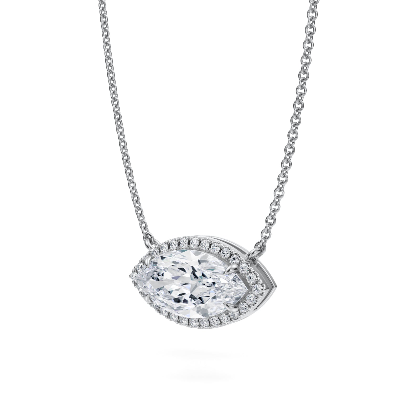 2 Carat Marquise Classic Halo Pendant - Michael Gabriels