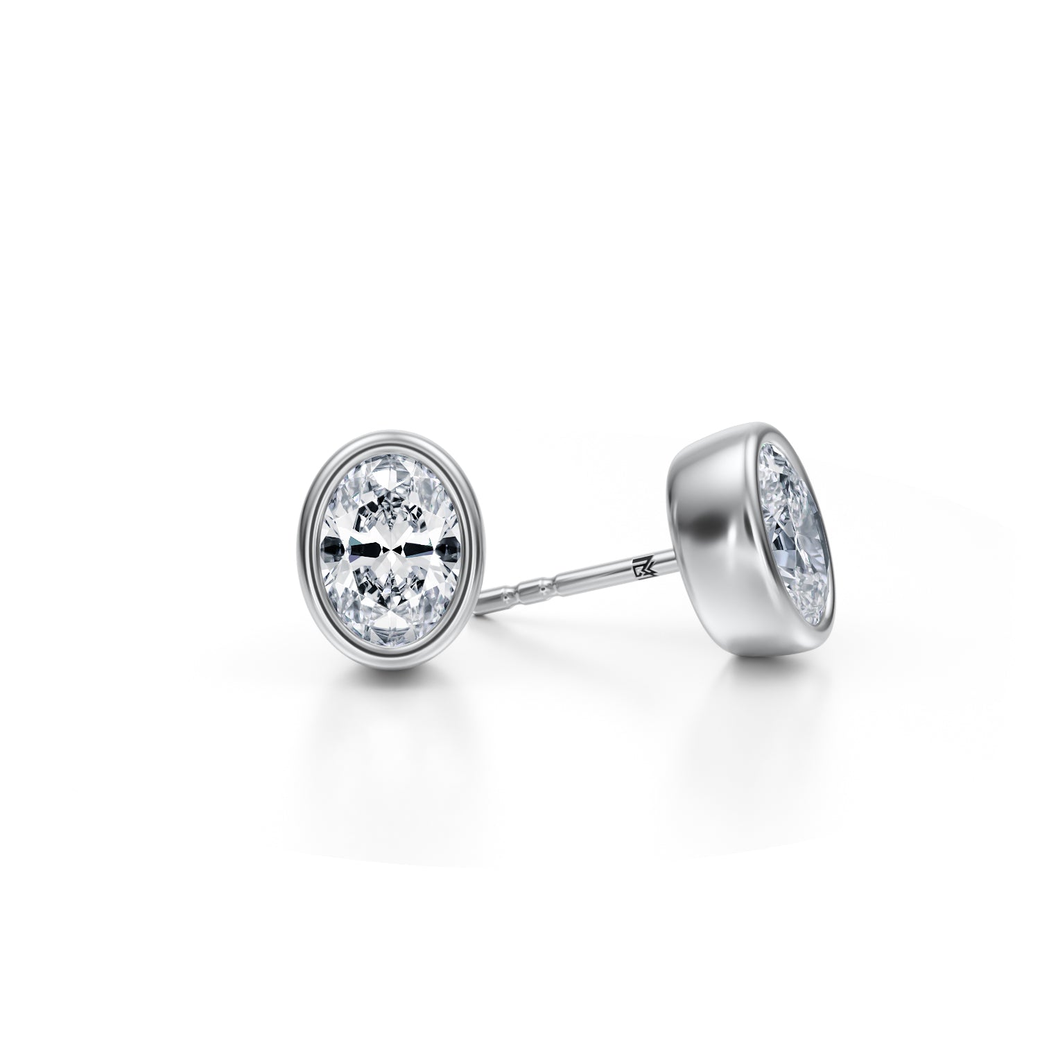 2 Carat Oval Bezel Stud Lab Grown Diamond Earrings - Michael Gabriels