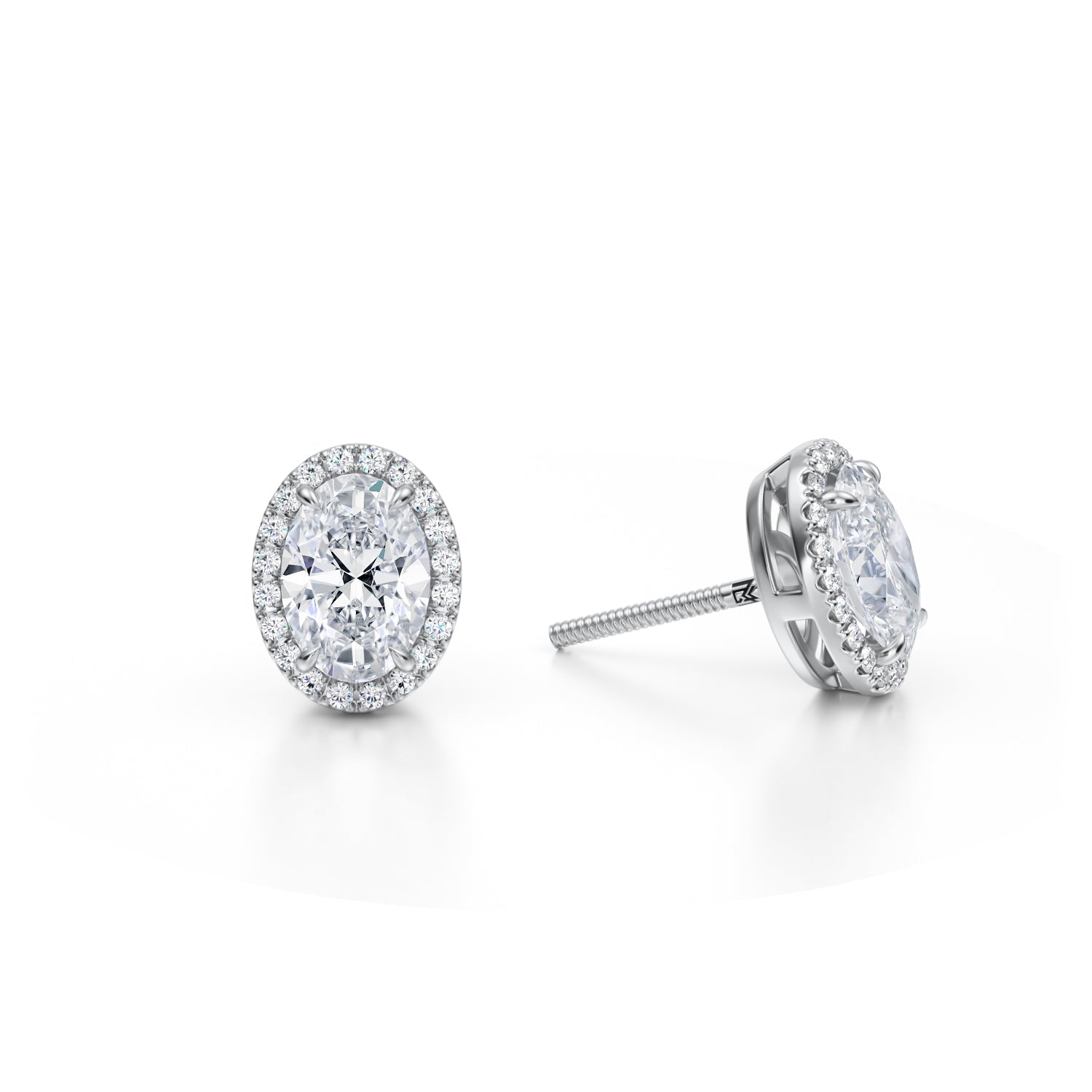 2 Carat Oval Halo Stud Earrings - Michael Gabriels