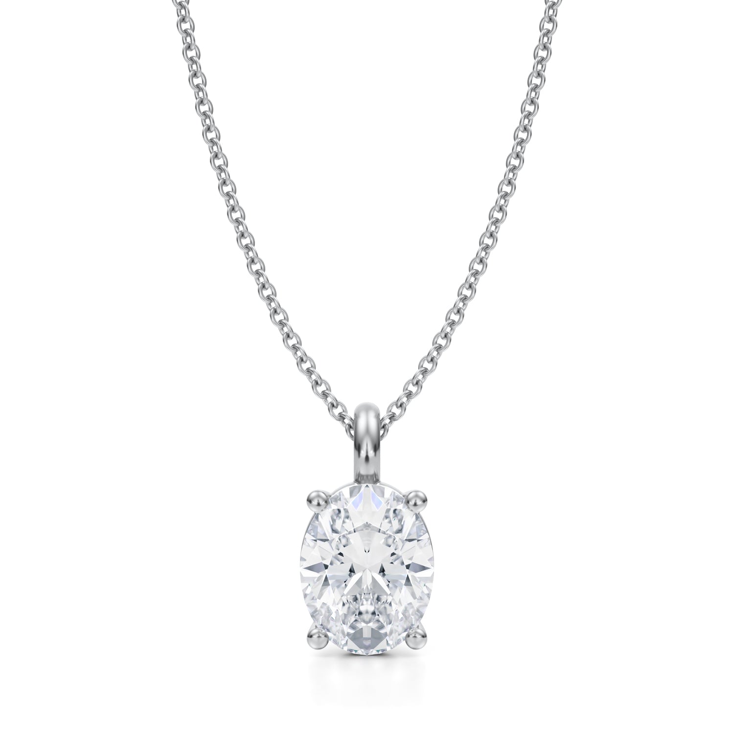 2 Carat Oval Lab Grown Diamond Solitaire Pendant - Michael Gabriels