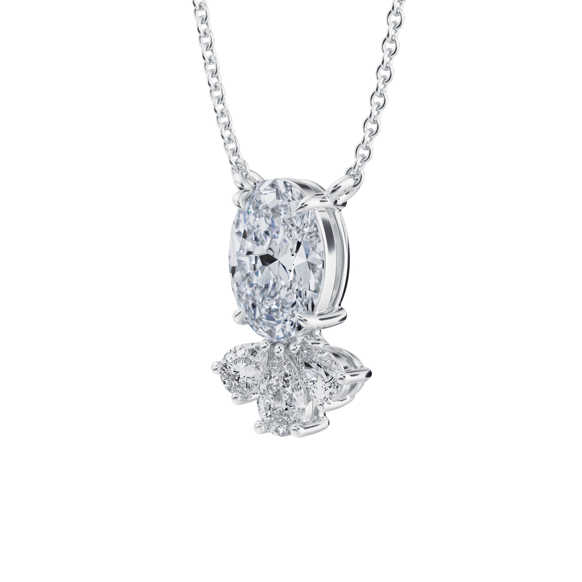 2 Carat Oval Royal Marquise Cluster Pendant - Michael Gabriels