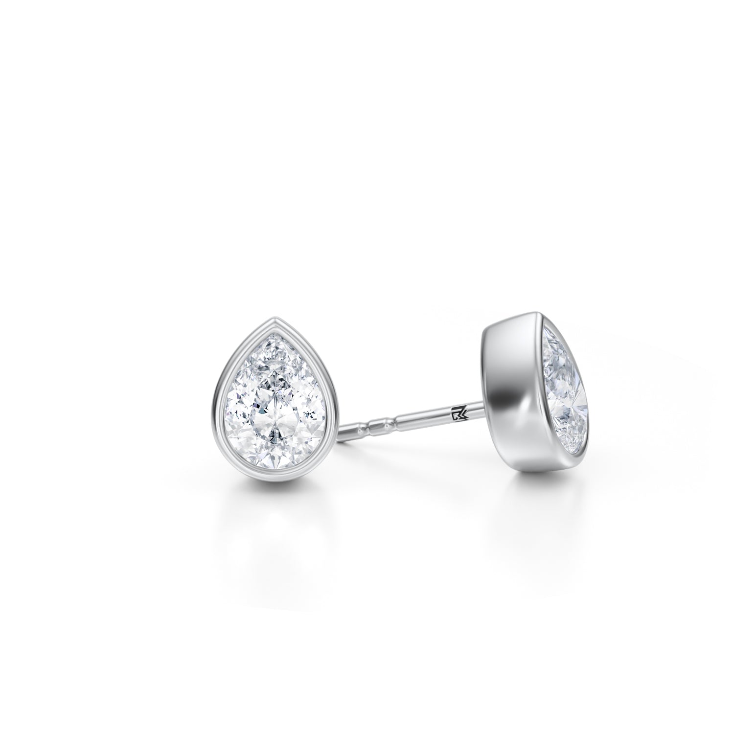 2 Carat Pear Bezel Stud Lab Grown Diamond Earrings - Michael Gabriels