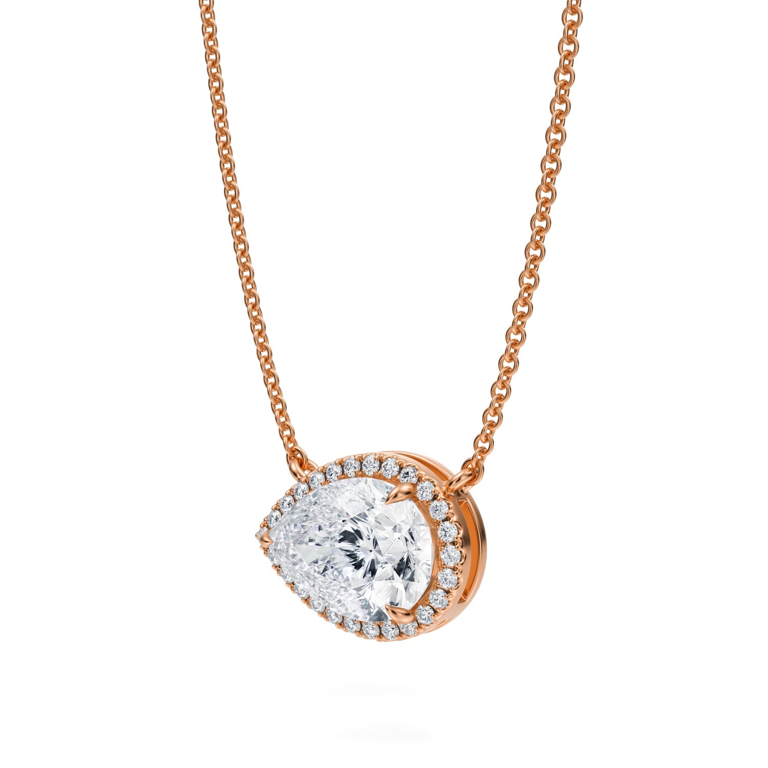 2 Carat Pear Classic Halo Pendant - Michael Gabriels