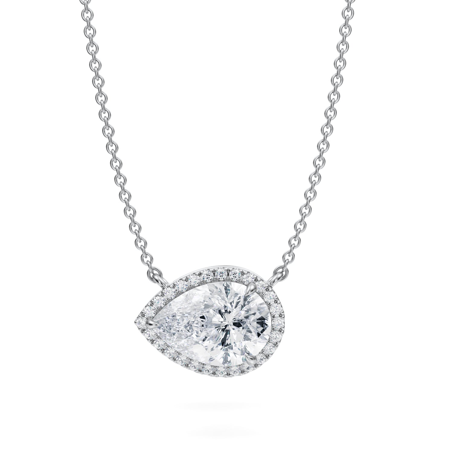 2 Carat Pear Classic Halo Pendant - Michael Gabriels