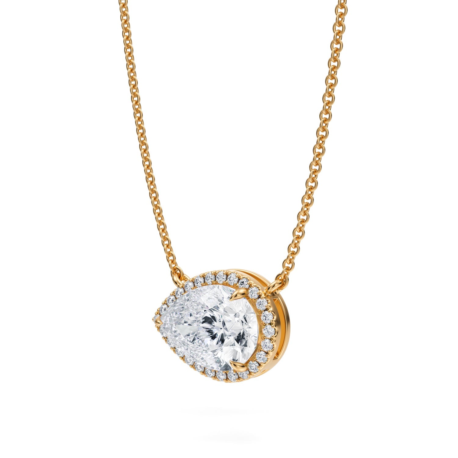 2 Carat Pear Classic Halo Pendant - Michael Gabriels
