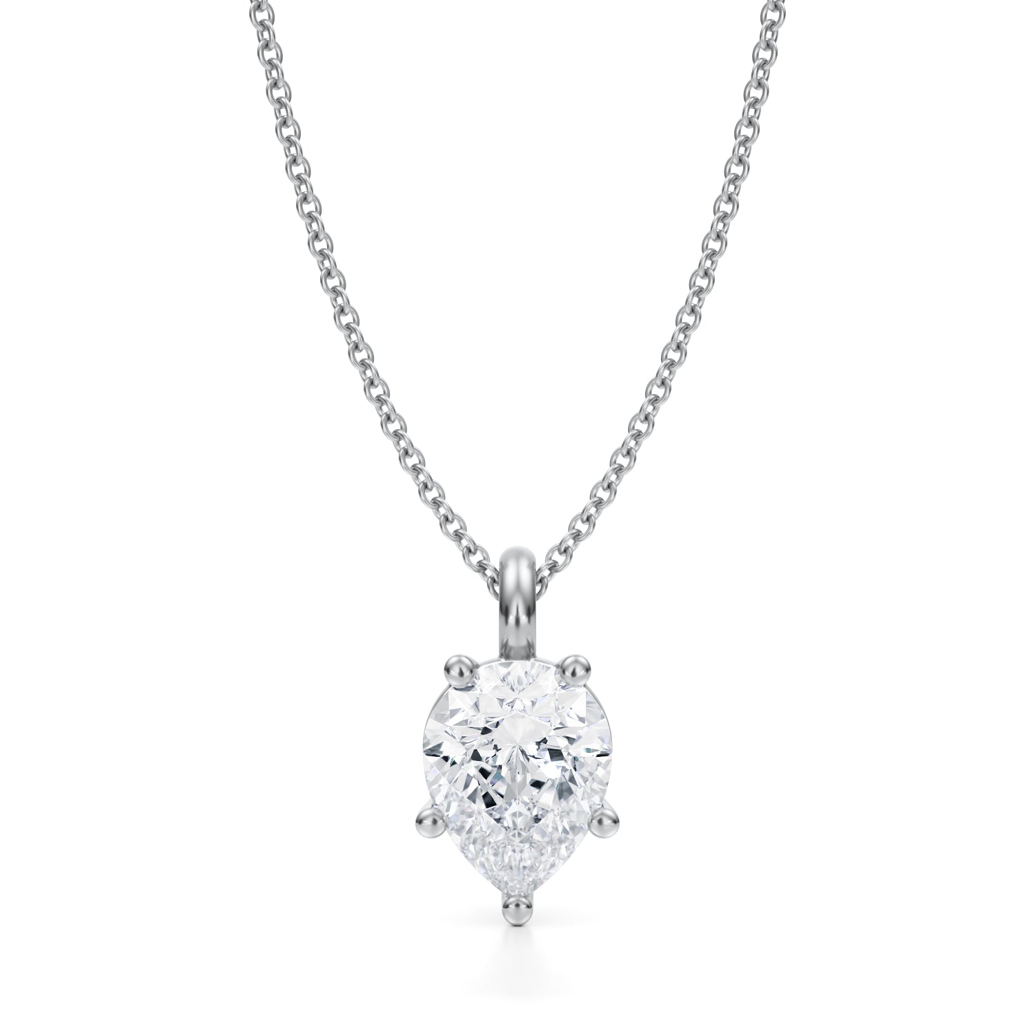 2 Carat Pear Lab Grown Diamond Solitaire Pendant - Michael Gabriels