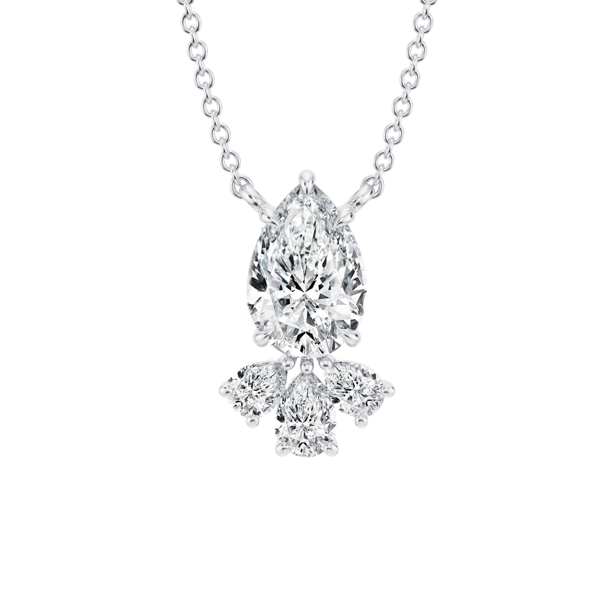2 Carat Pear Royal Marquise Cluster Pendant - Michael Gabriels
