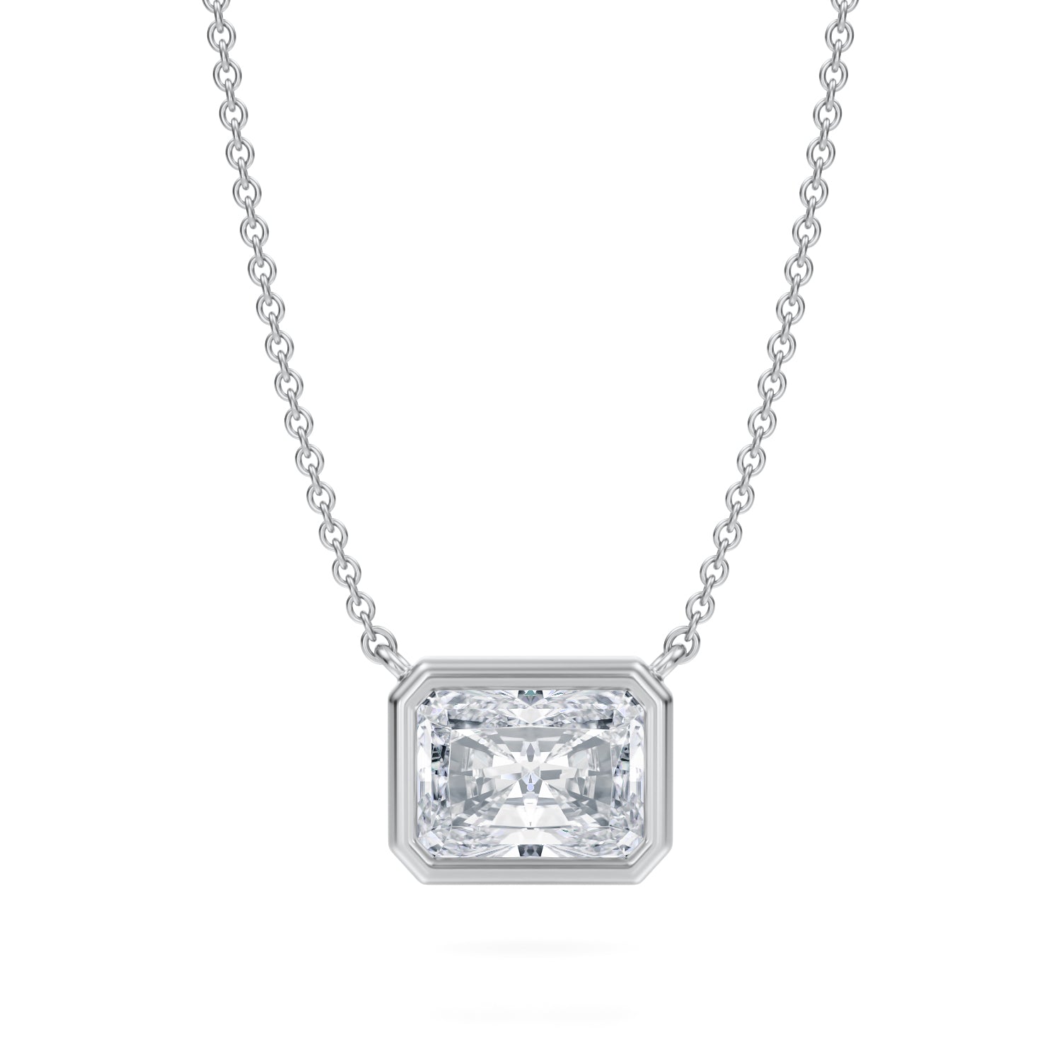 2 Carat Radiant Bezel Solitaire Pendant Necklace - Michael Gabriels