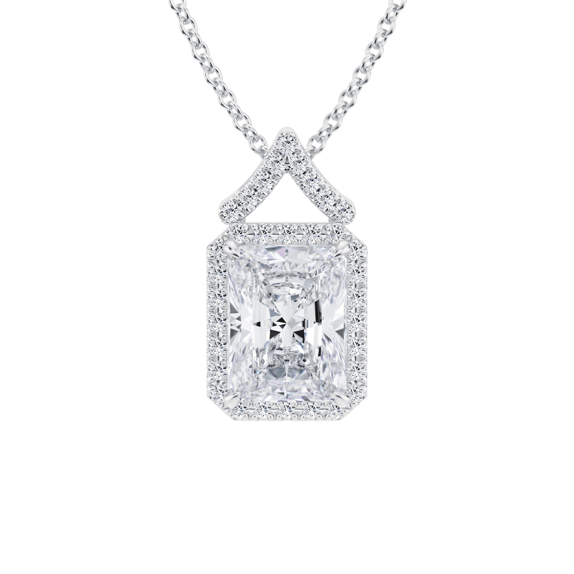 2 Carat Radiant Halo Pendants - Michael Gabriels