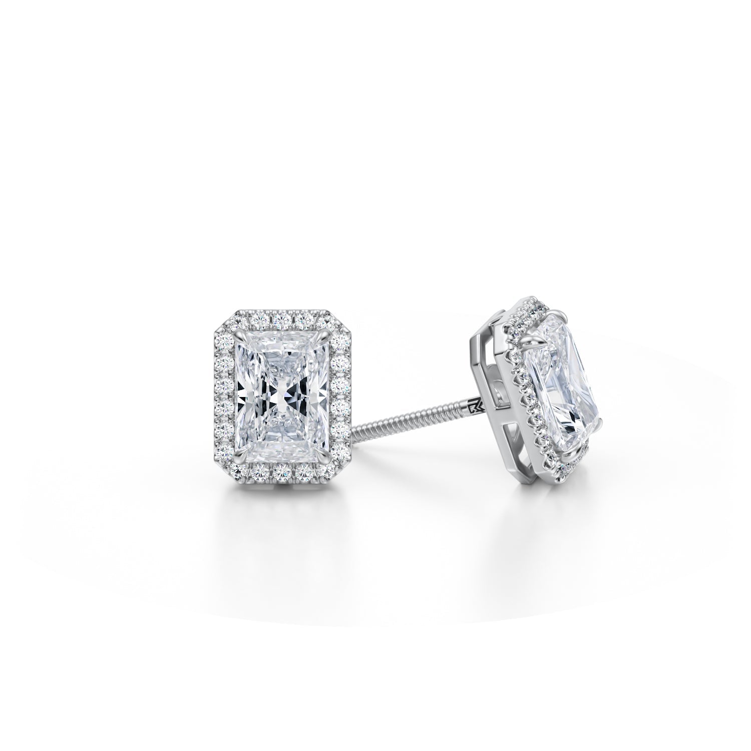 2 Carat Radiant Halo Stud Earrings - Michael Gabriels