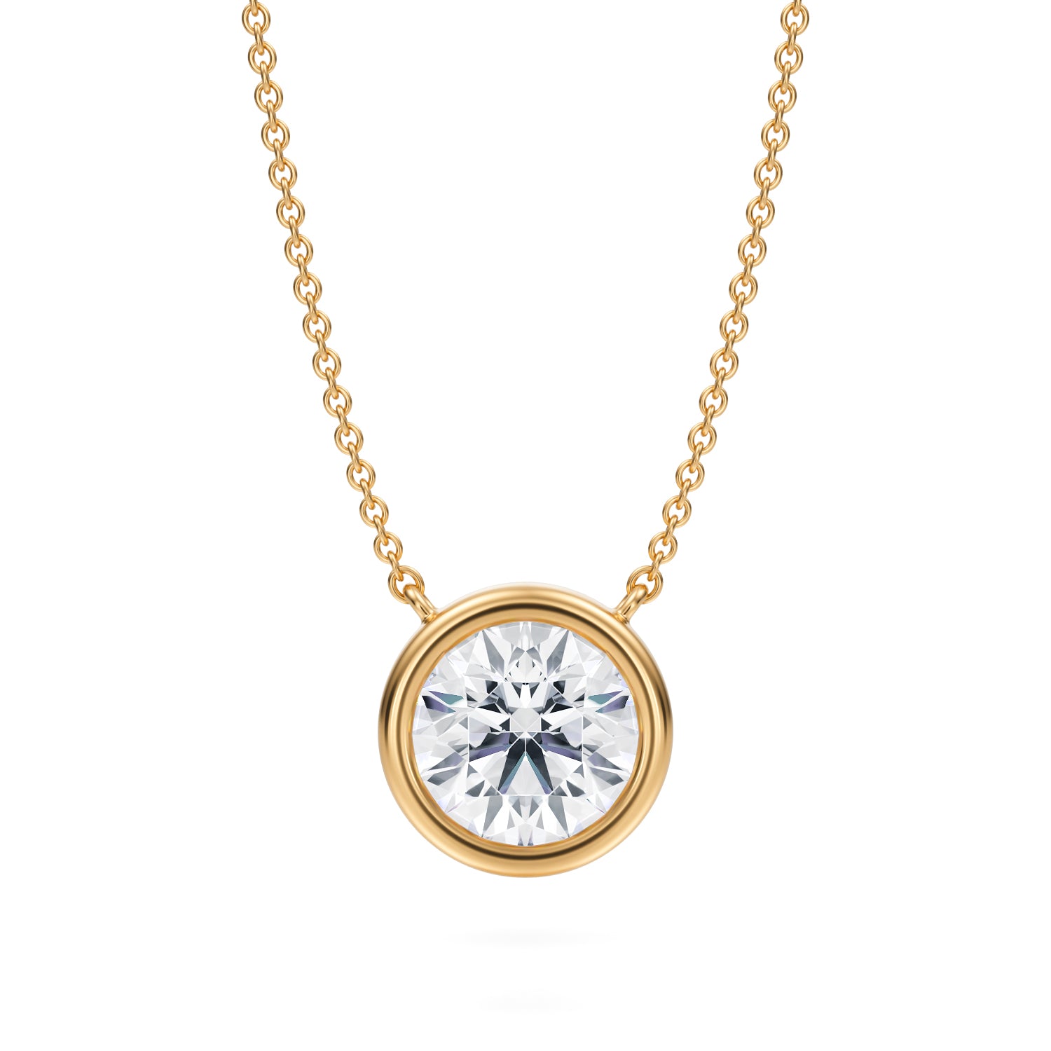 2 Carat Round Bezel Solitaire Pendant Necklace - Michael Gabriels