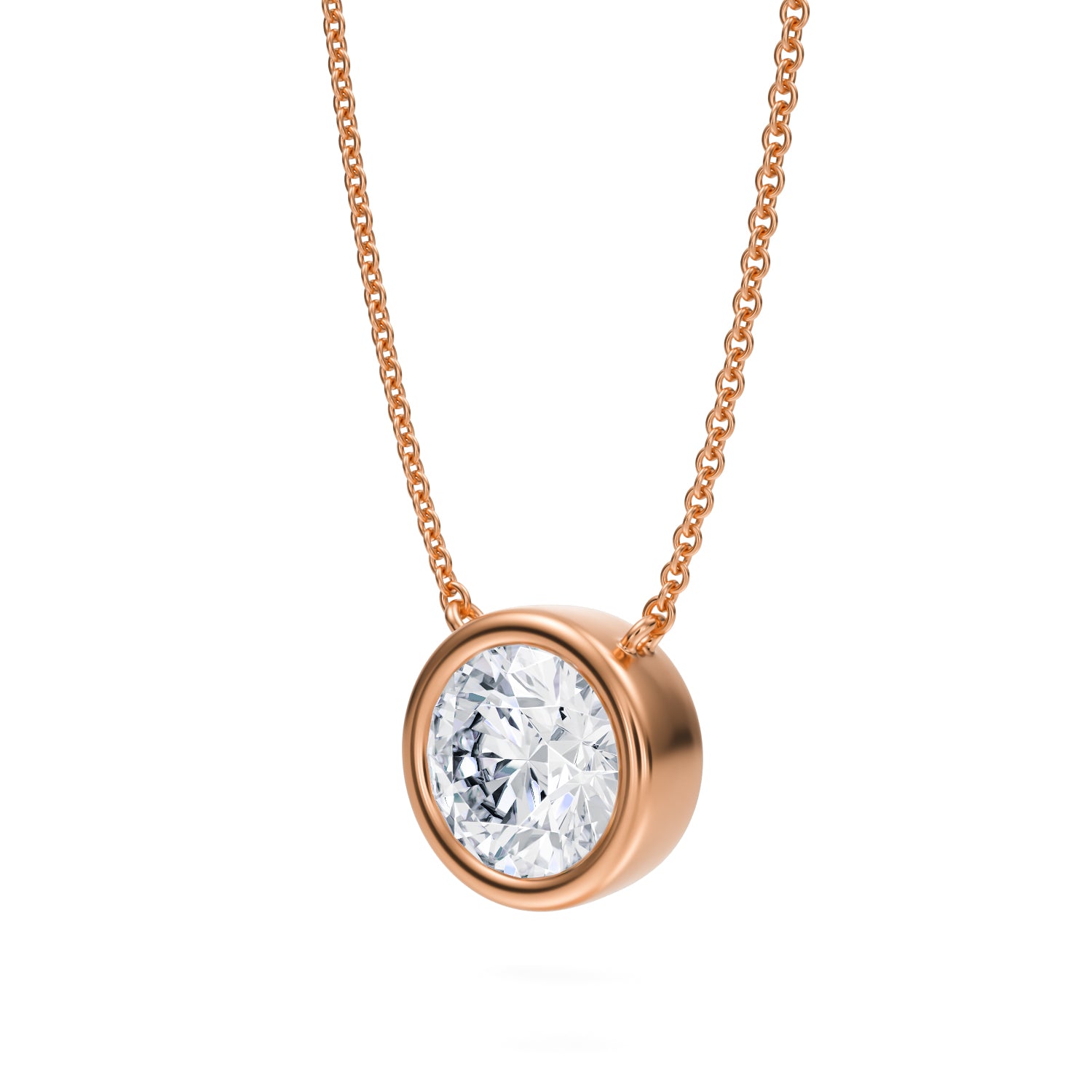 2 Carat Round Bezel Solitaire Pendant Necklace - Michael Gabriels