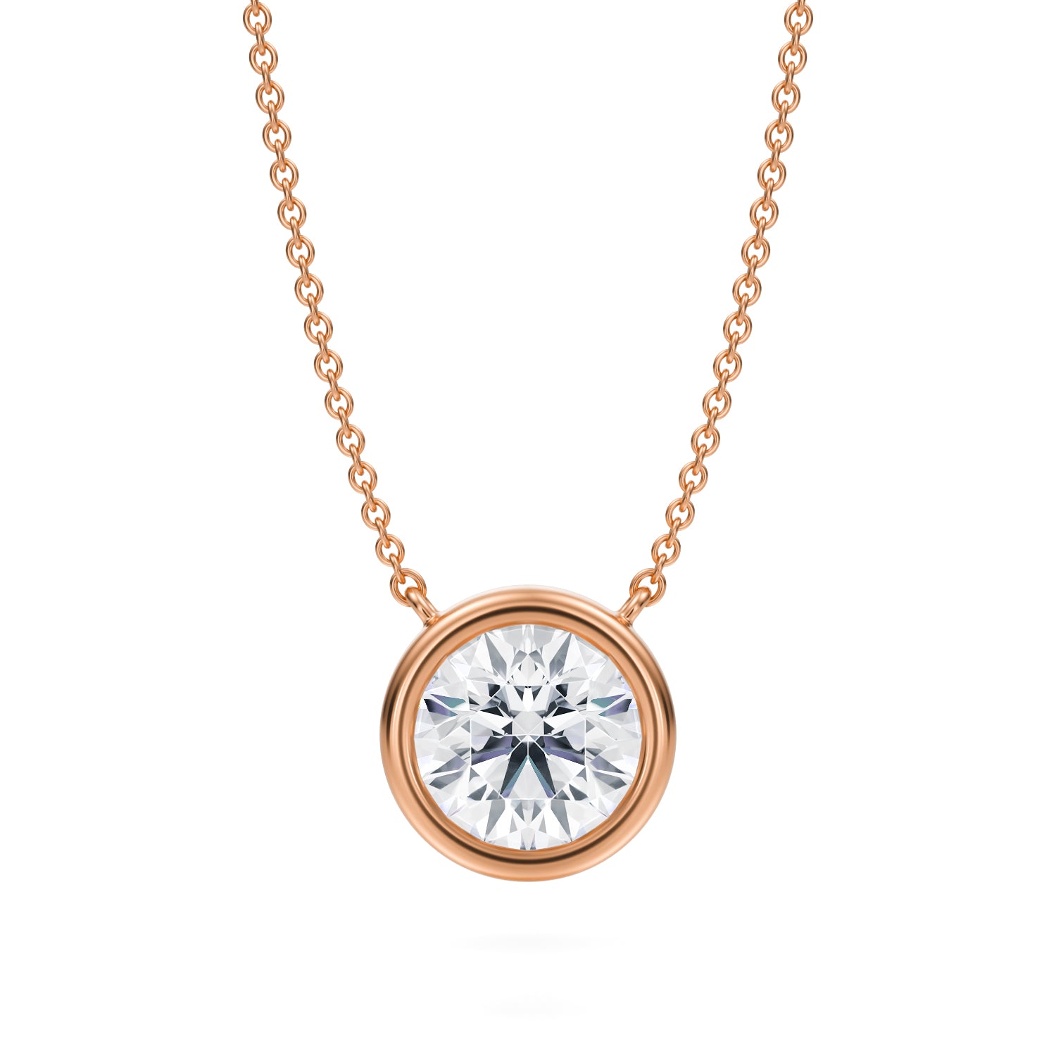 2 Carat Round Bezel Solitaire Pendant Necklace - Michael Gabriels