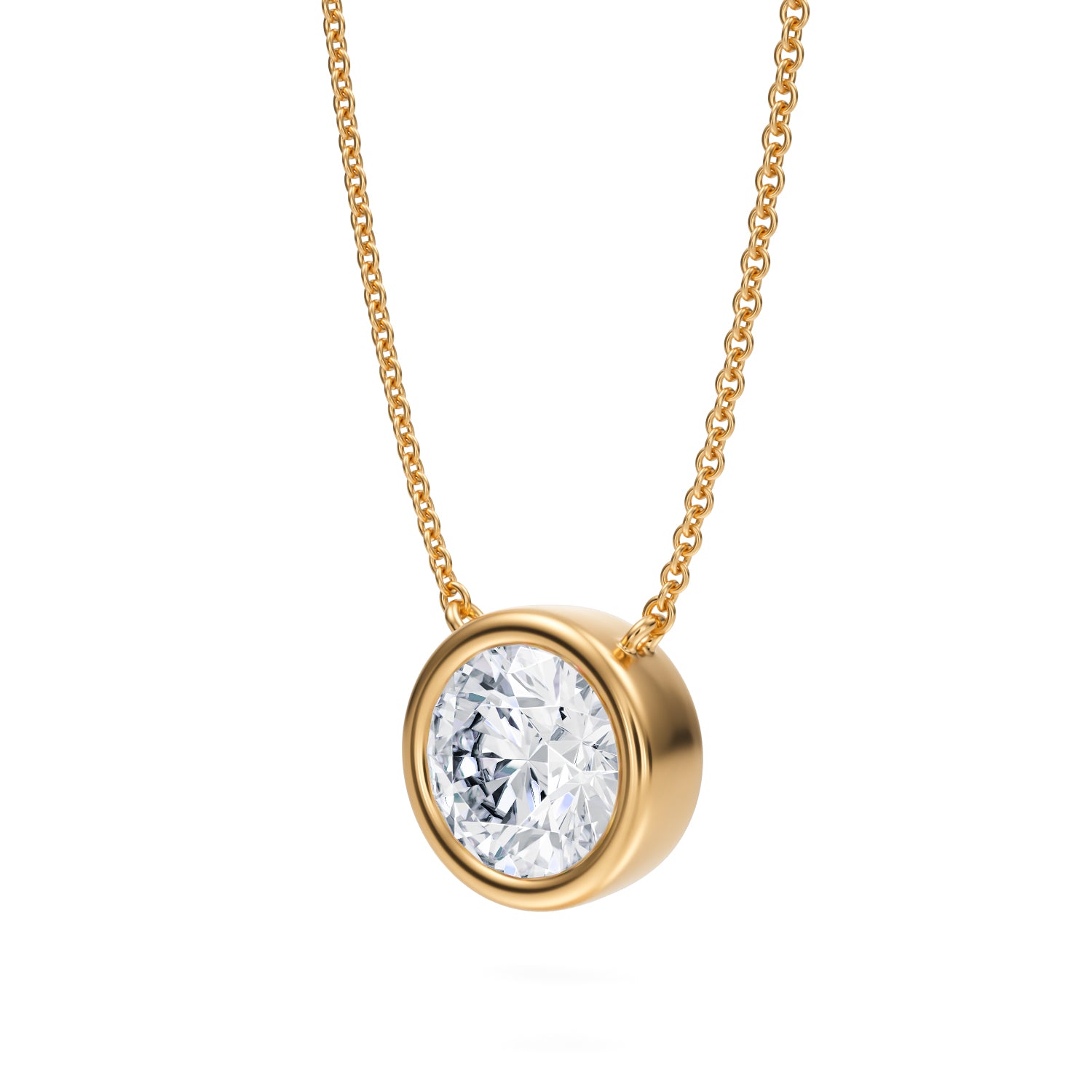 2 Carat Round Bezel Solitaire Pendant Necklace - Michael Gabriels