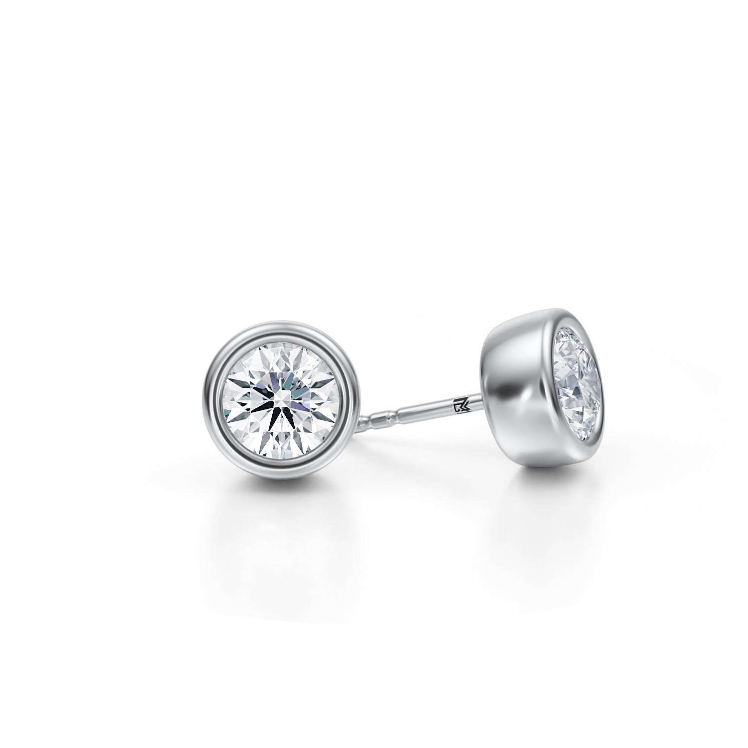 2 Carat Round Bezel Stud Lab Grown Diamond Earrings - Michael Gabriels