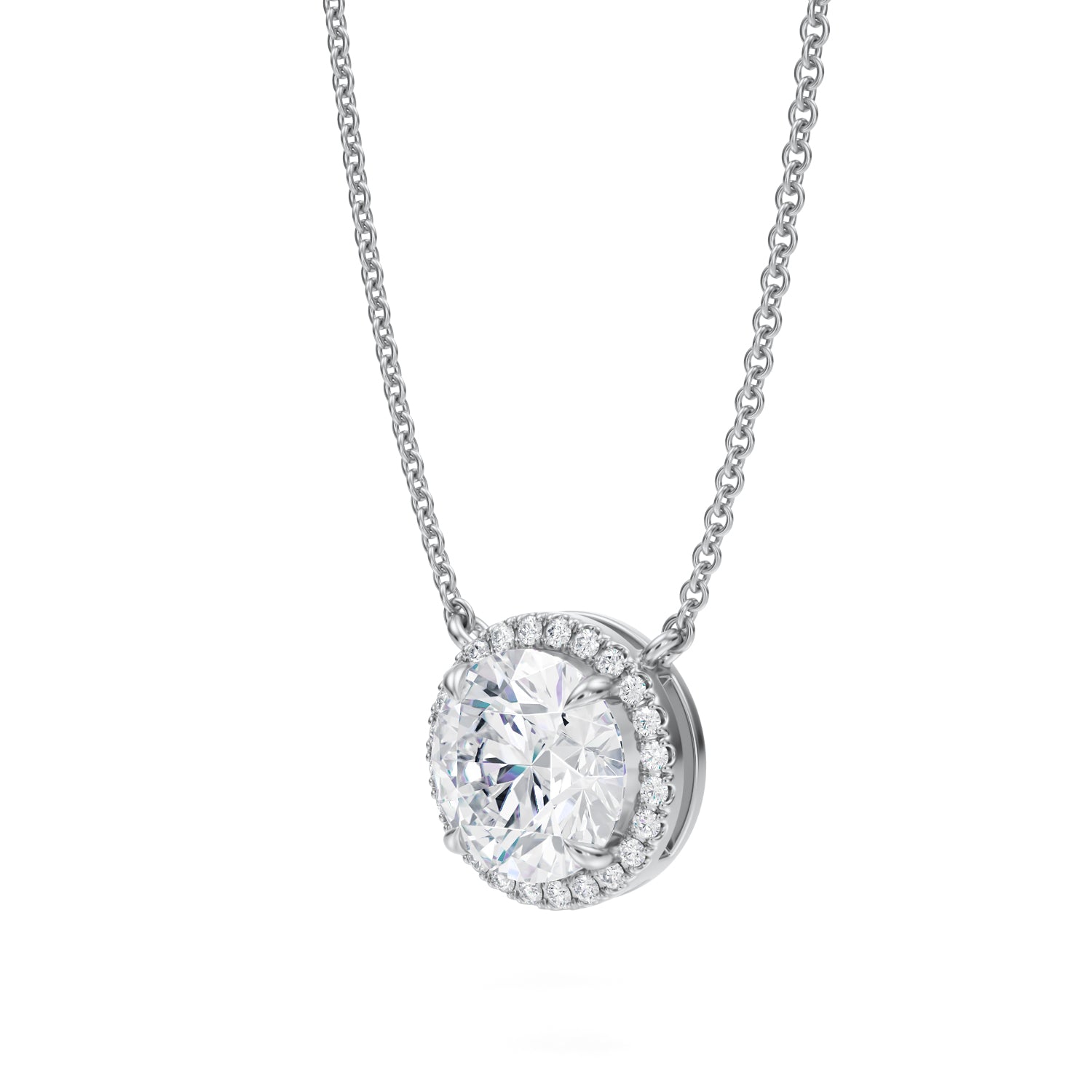 2 Carat Round Classic Halo Pendant - Michael Gabriels