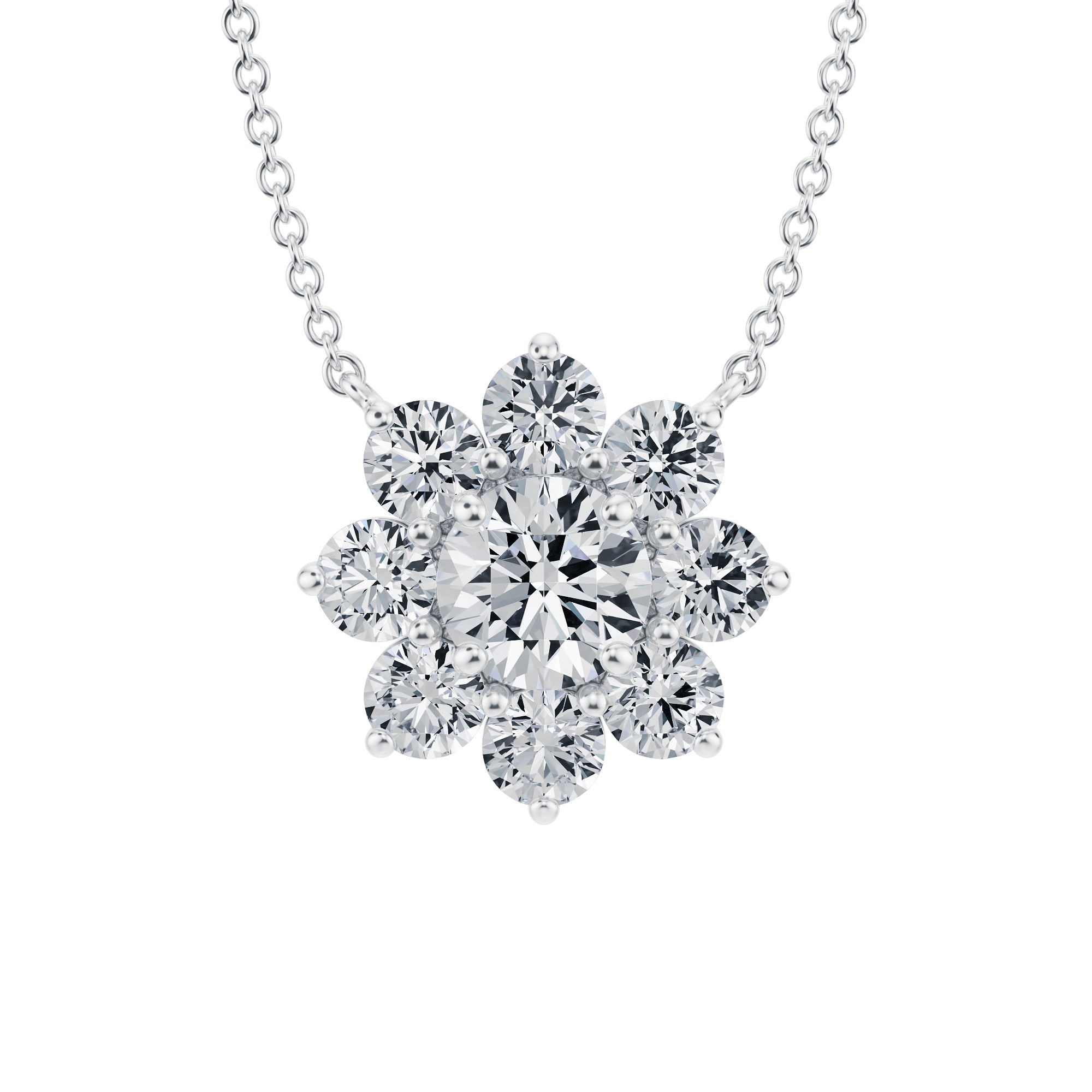 2 Carat Round Flower Cluster Pendant Necklace - Michael Gabriels