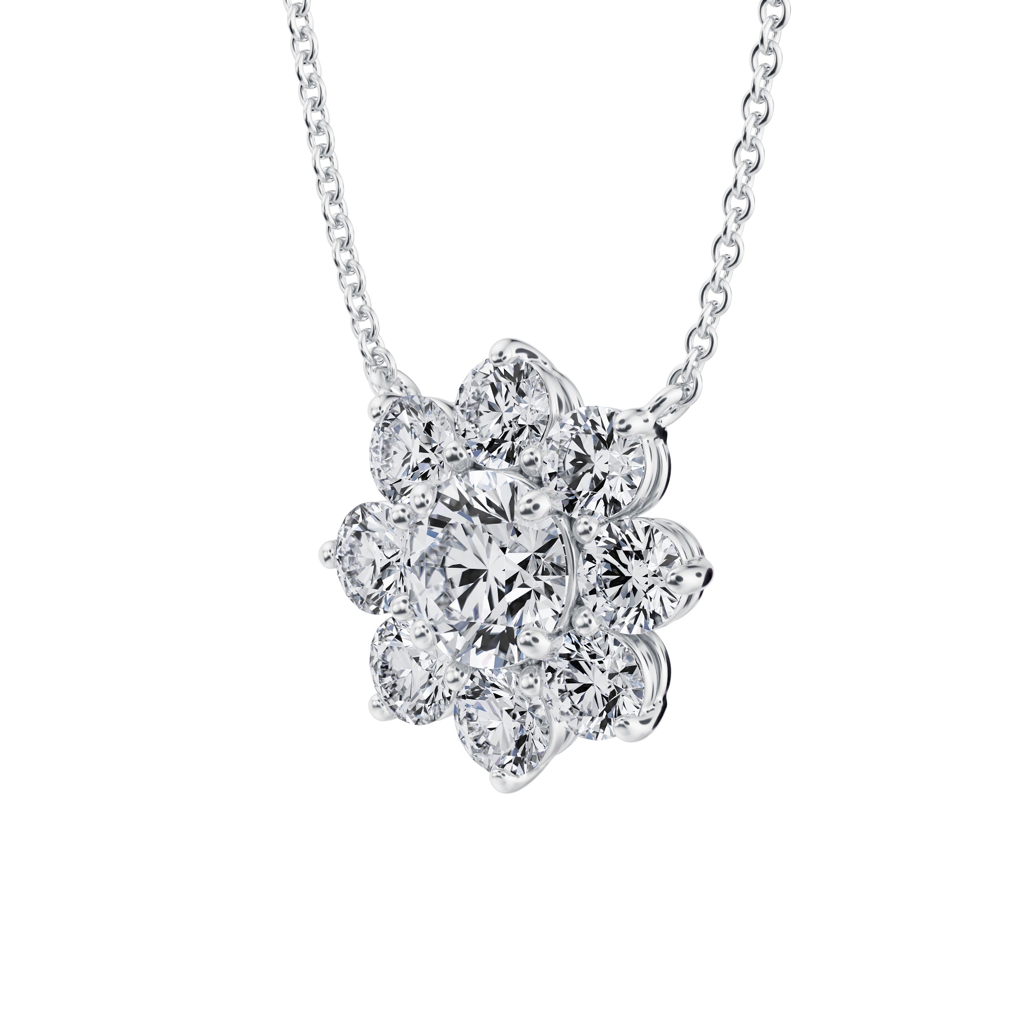 2 Carat Round Flower Cluster Pendant Necklace - Michael Gabriels