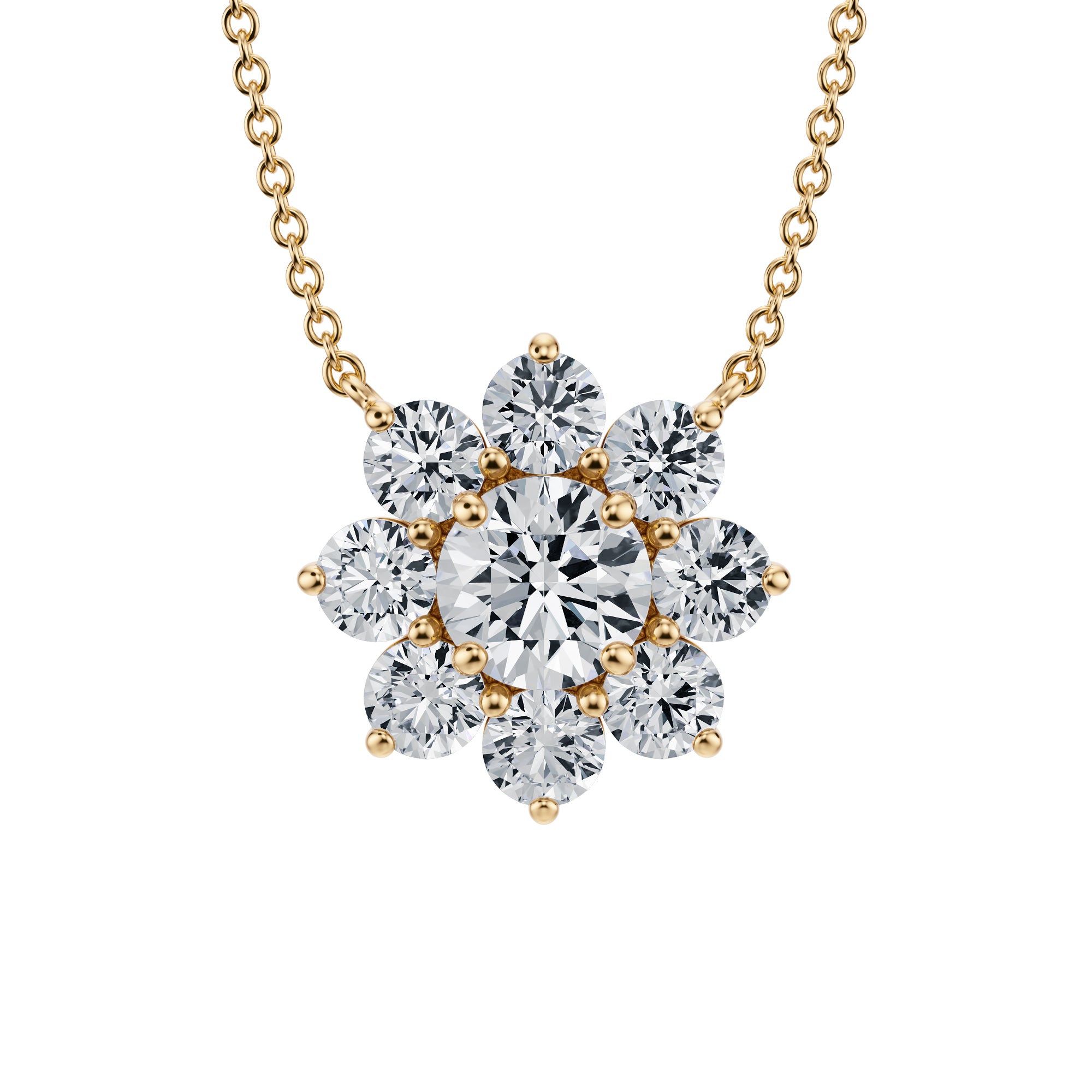 2 Carat Round Flower Cluster Pendant Necklace - Michael Gabriels