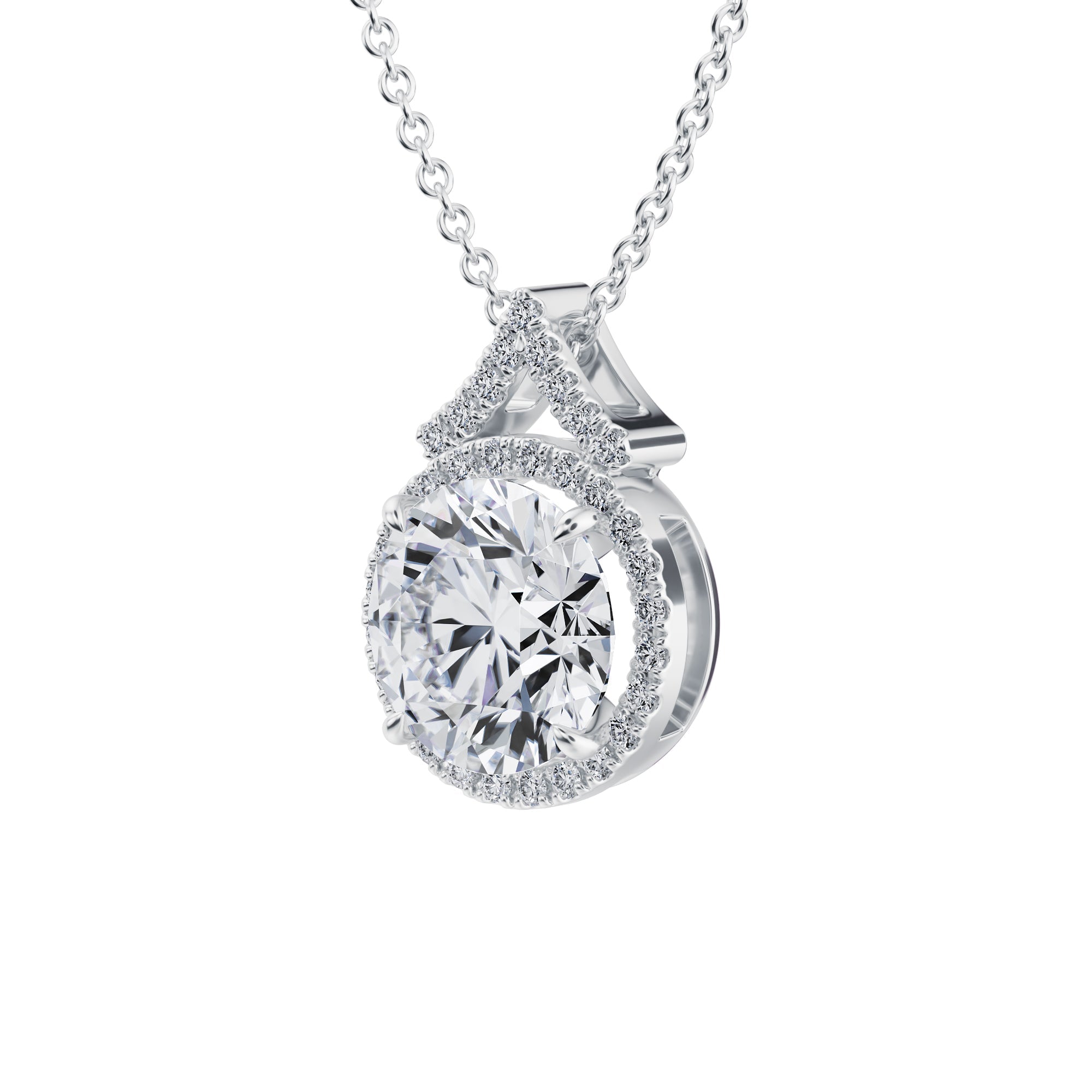 2 Carat Round Halo Pendants - Michael Gabriels